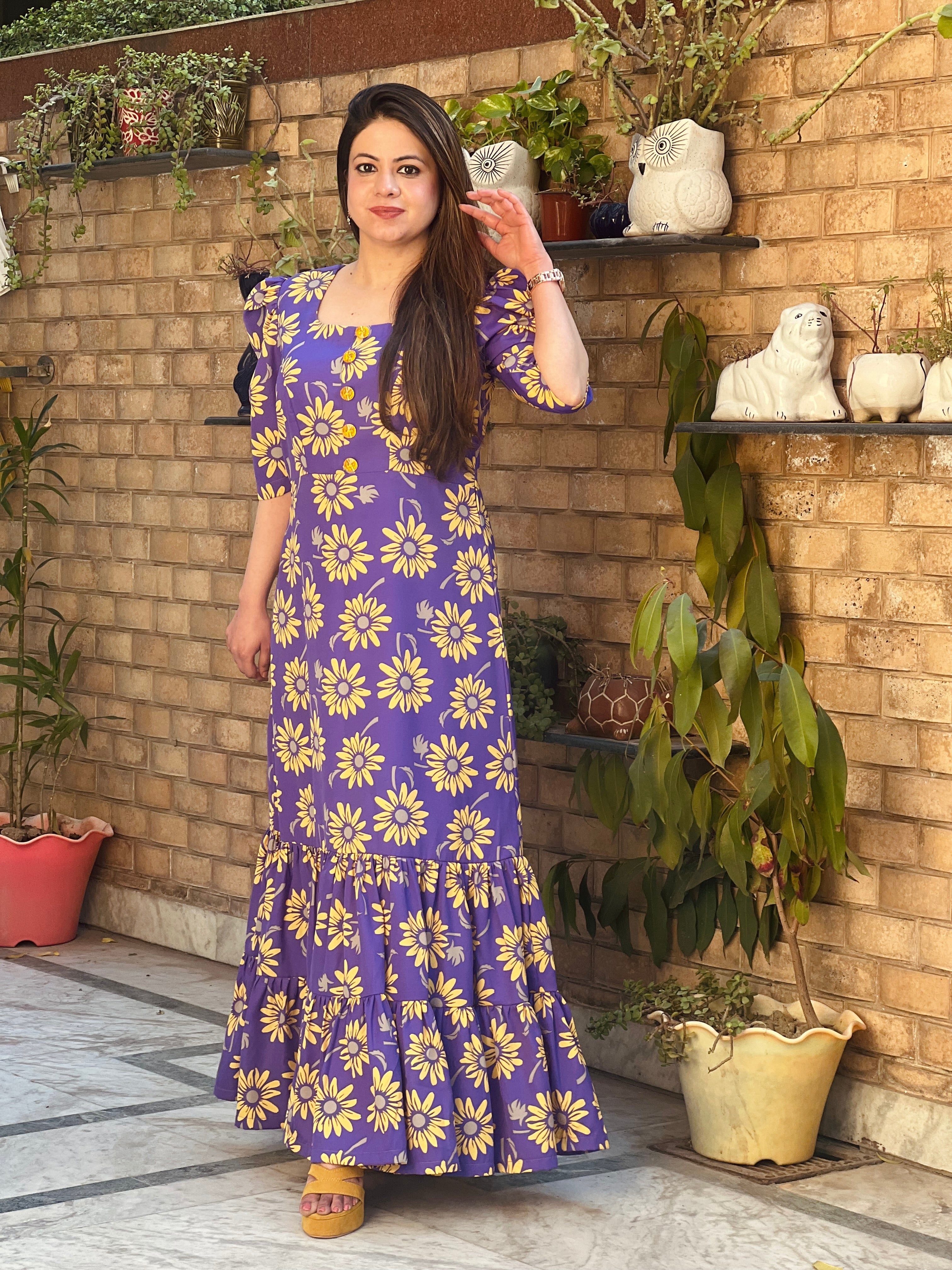 Purple Sunflower Maxi Dress