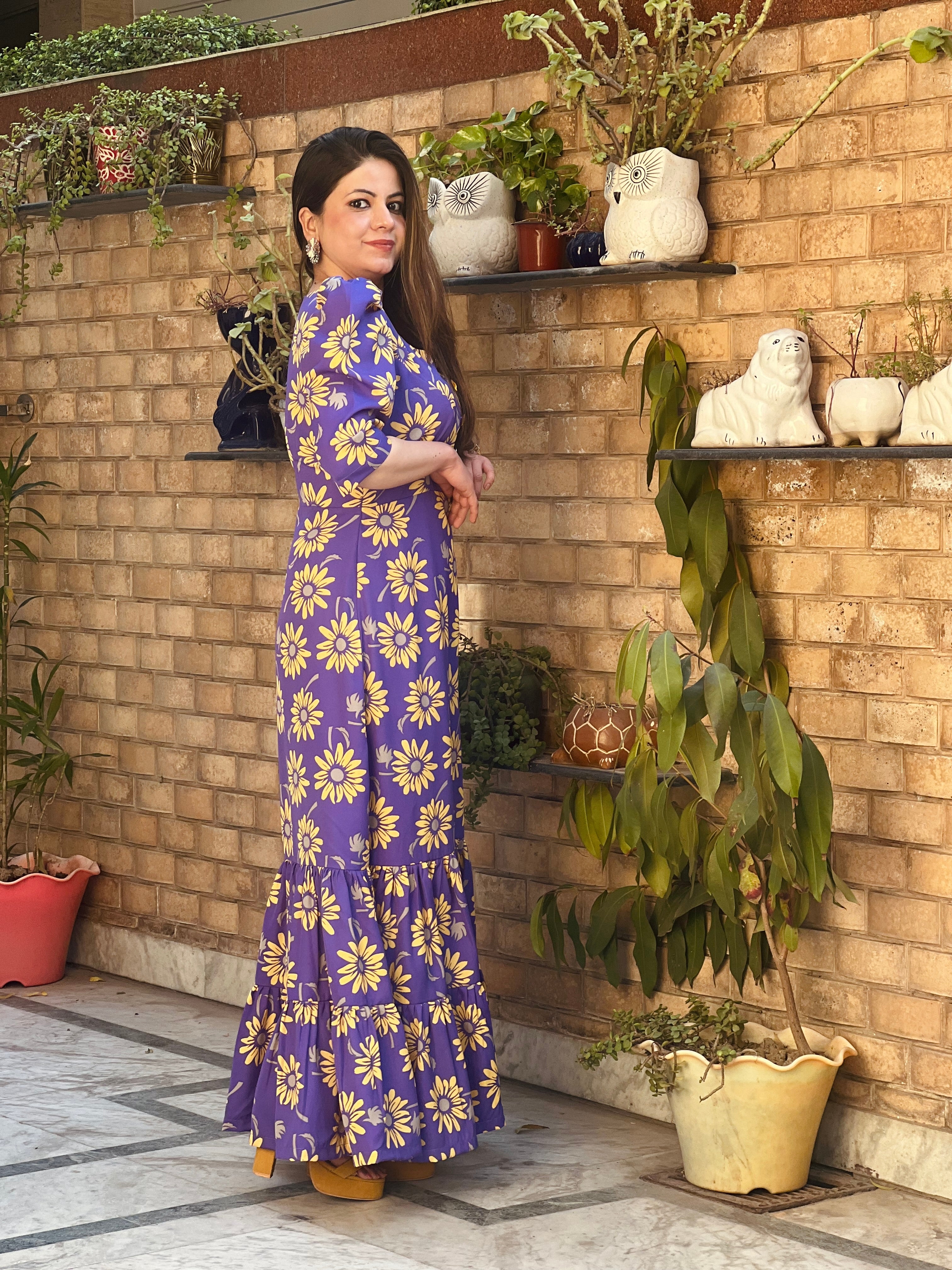 Purple Sunflower Maxi Dress