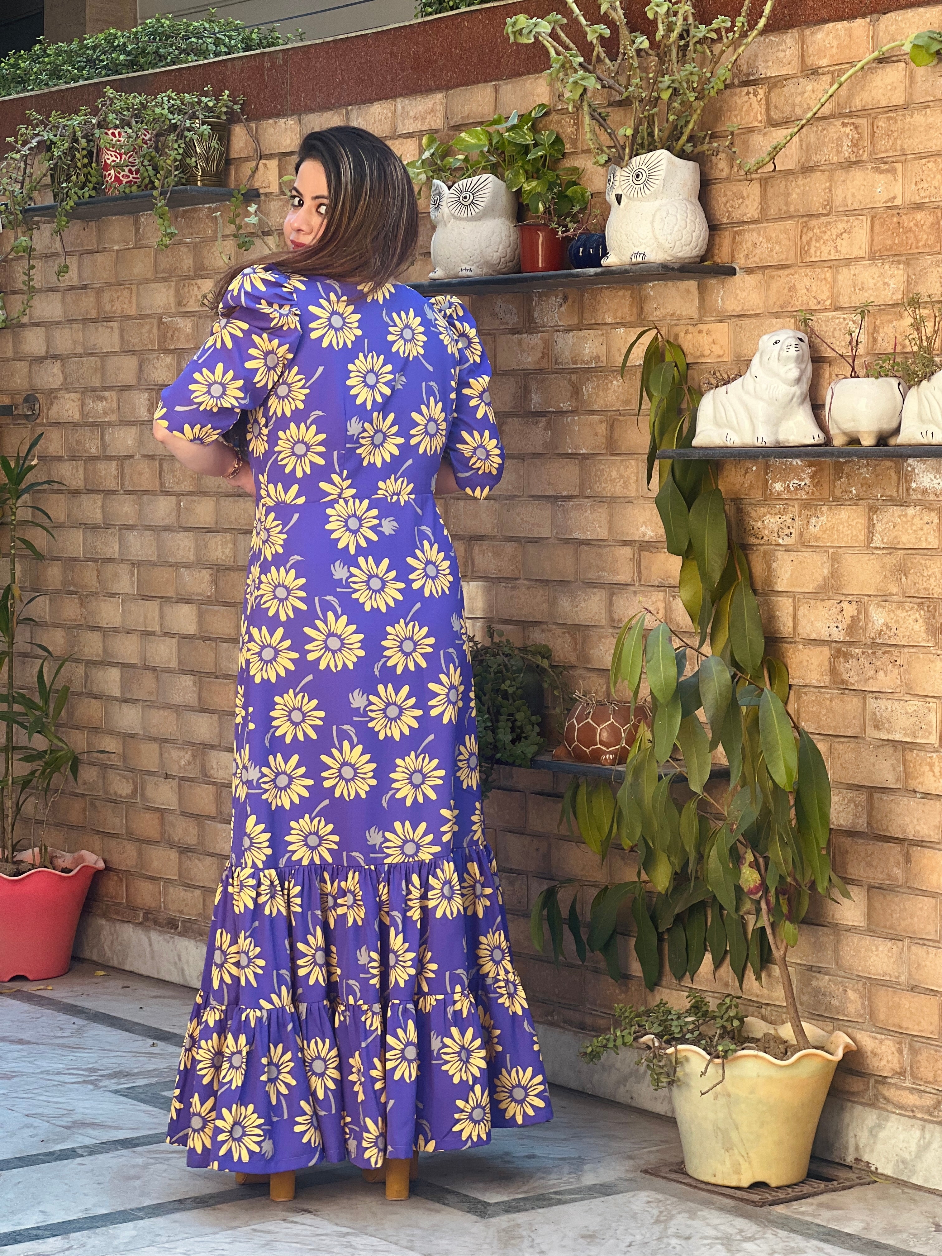 Purple Sunflower Maxi Dress