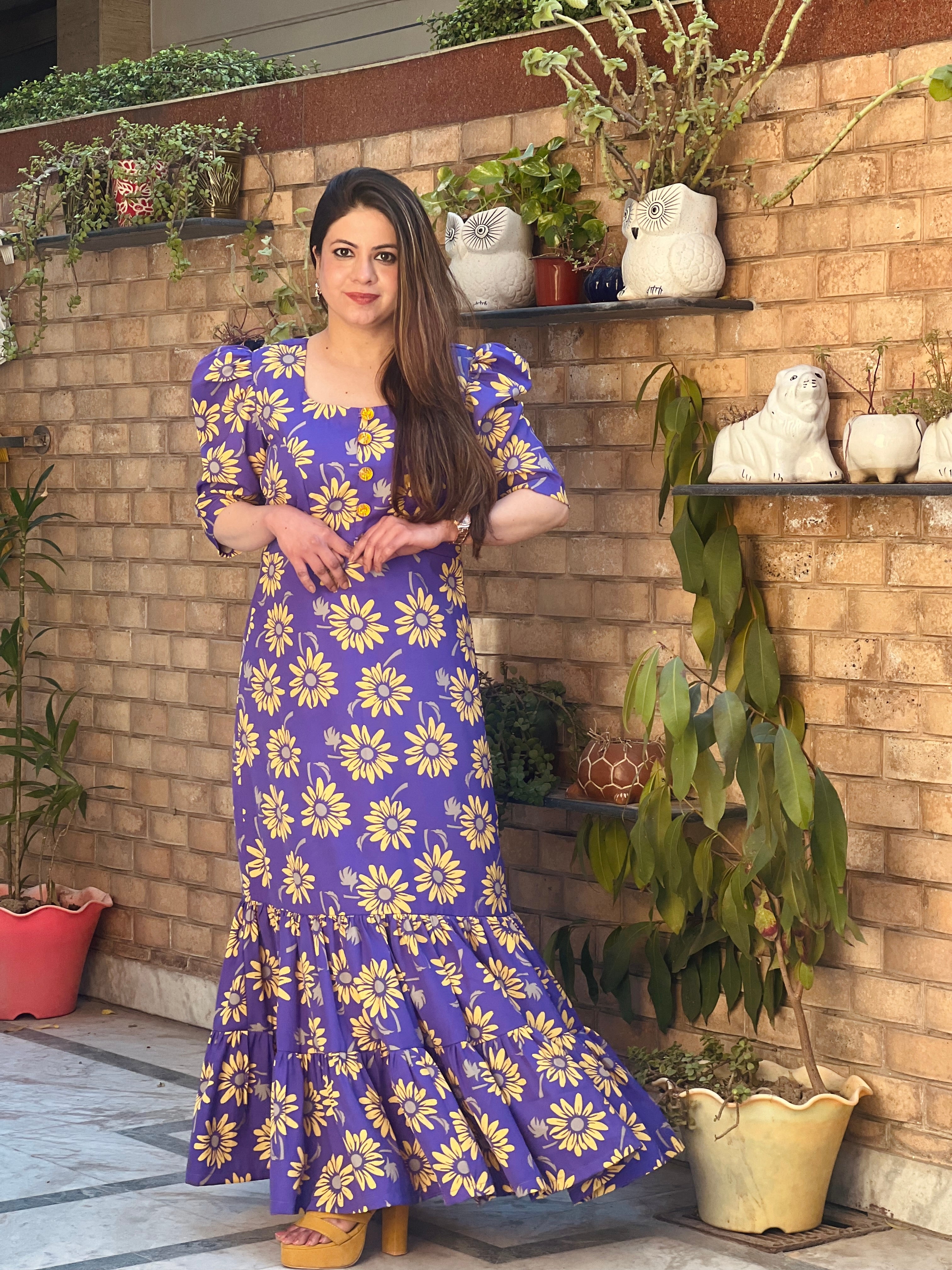 Purple Sunflower Maxi Dress