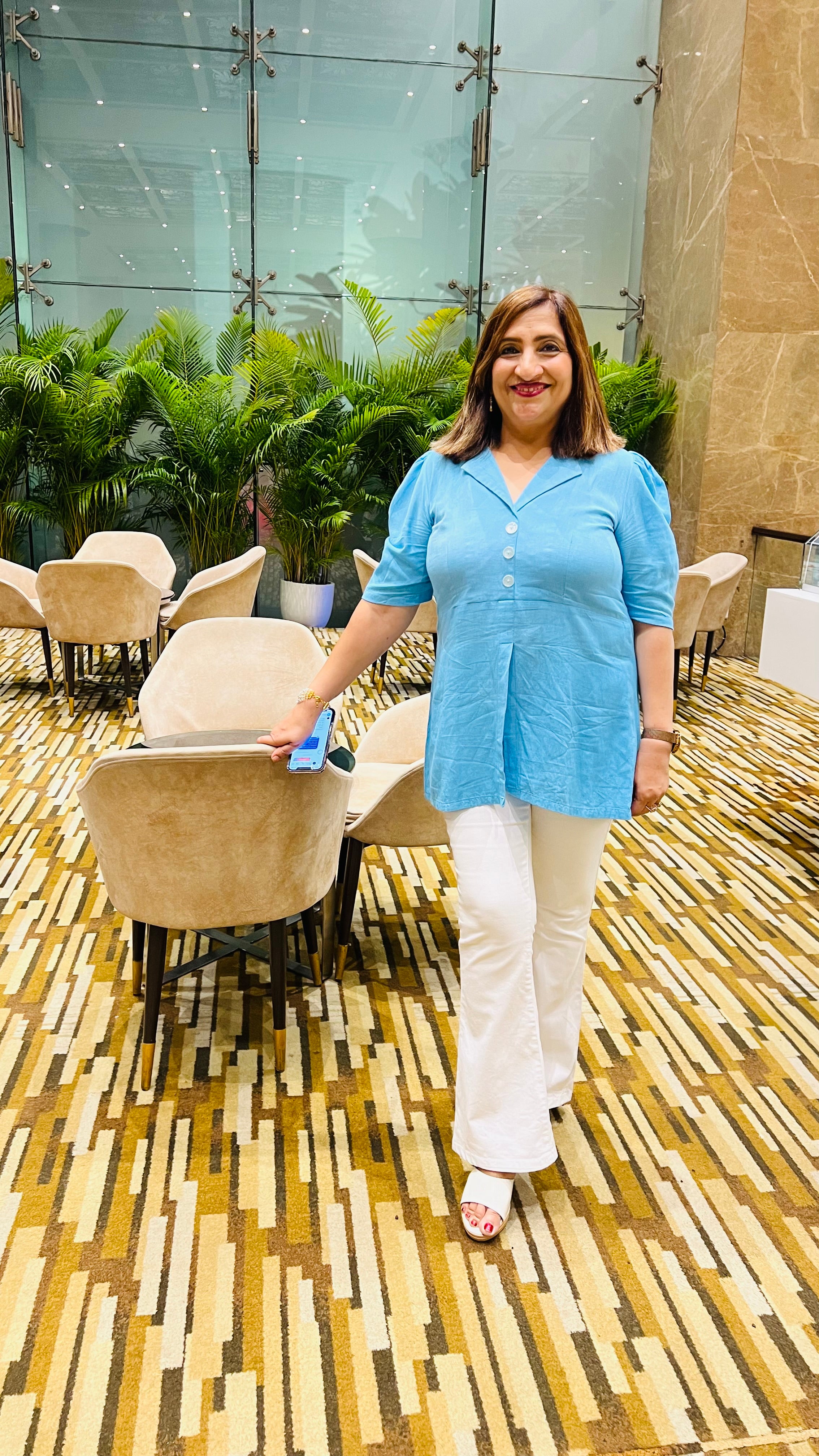 Turquoise Linen Top