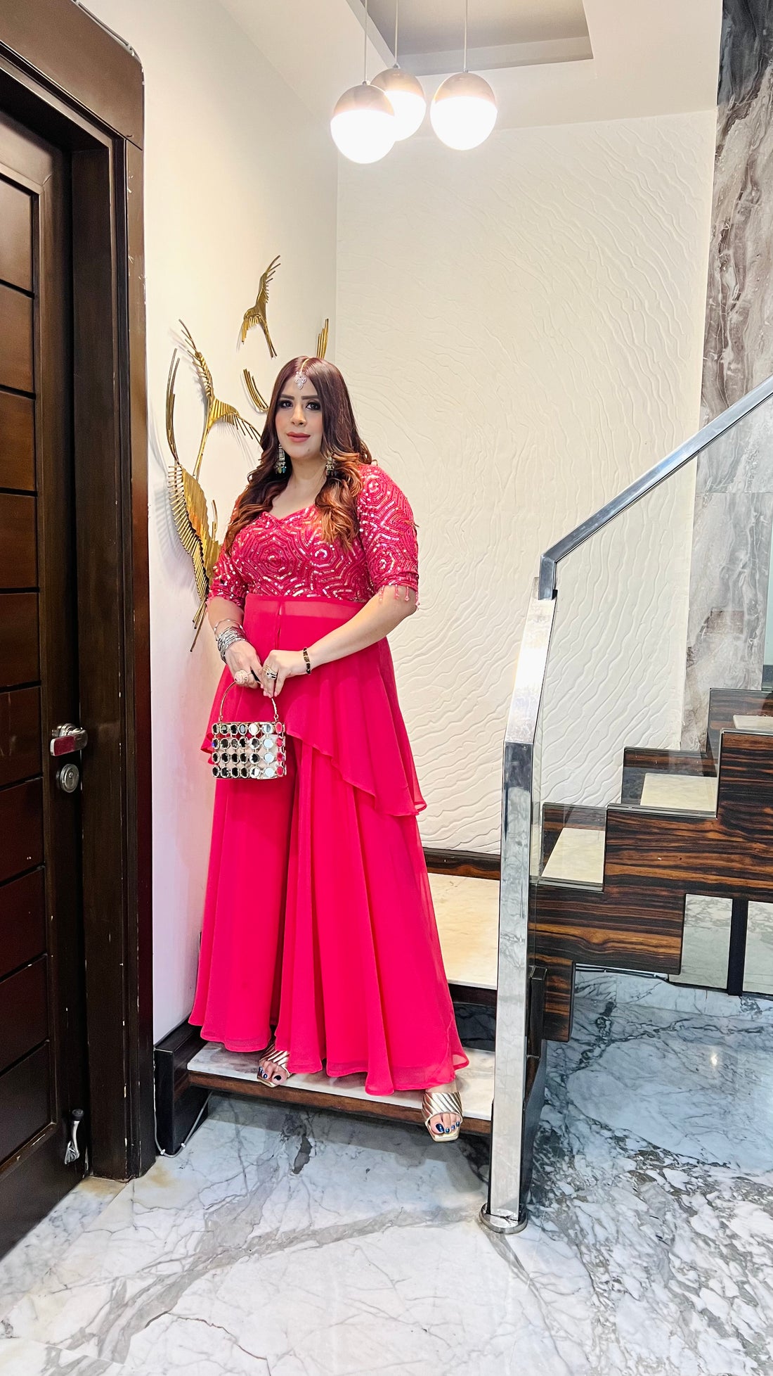 BubbleGum Pink Sharara Co-Ord