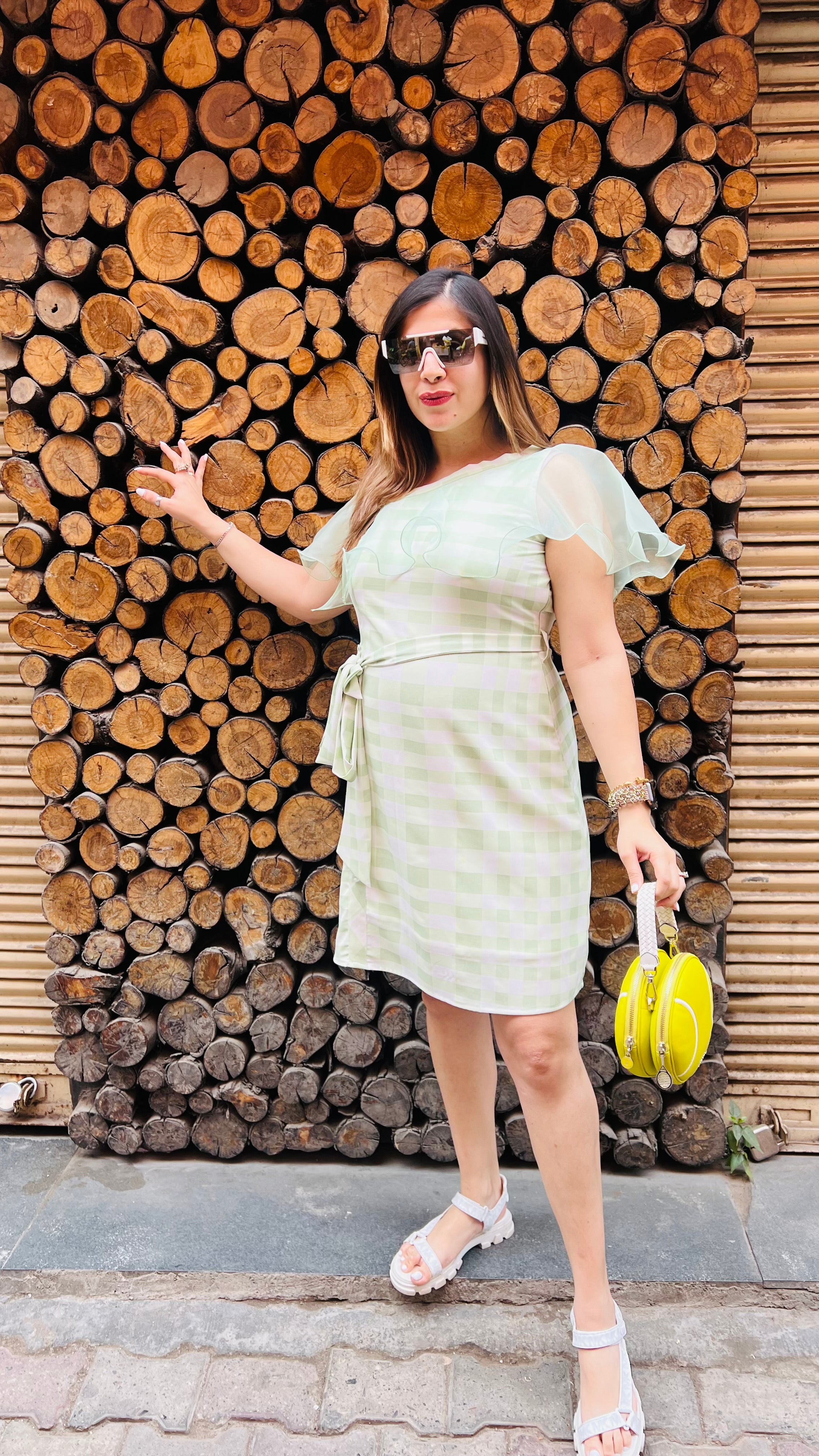 Cute Green Checks Dress