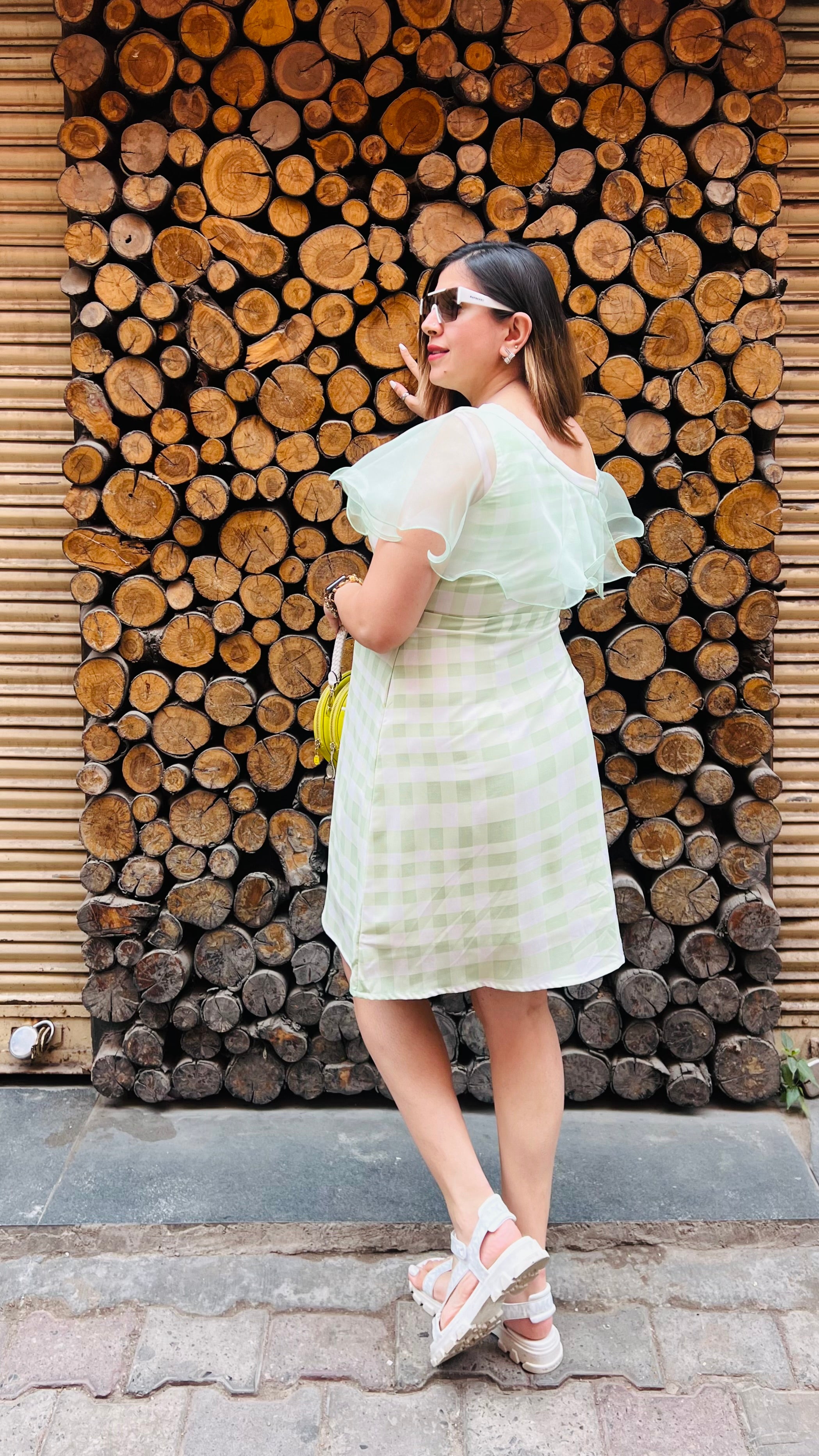 Cute Green Checks Dress