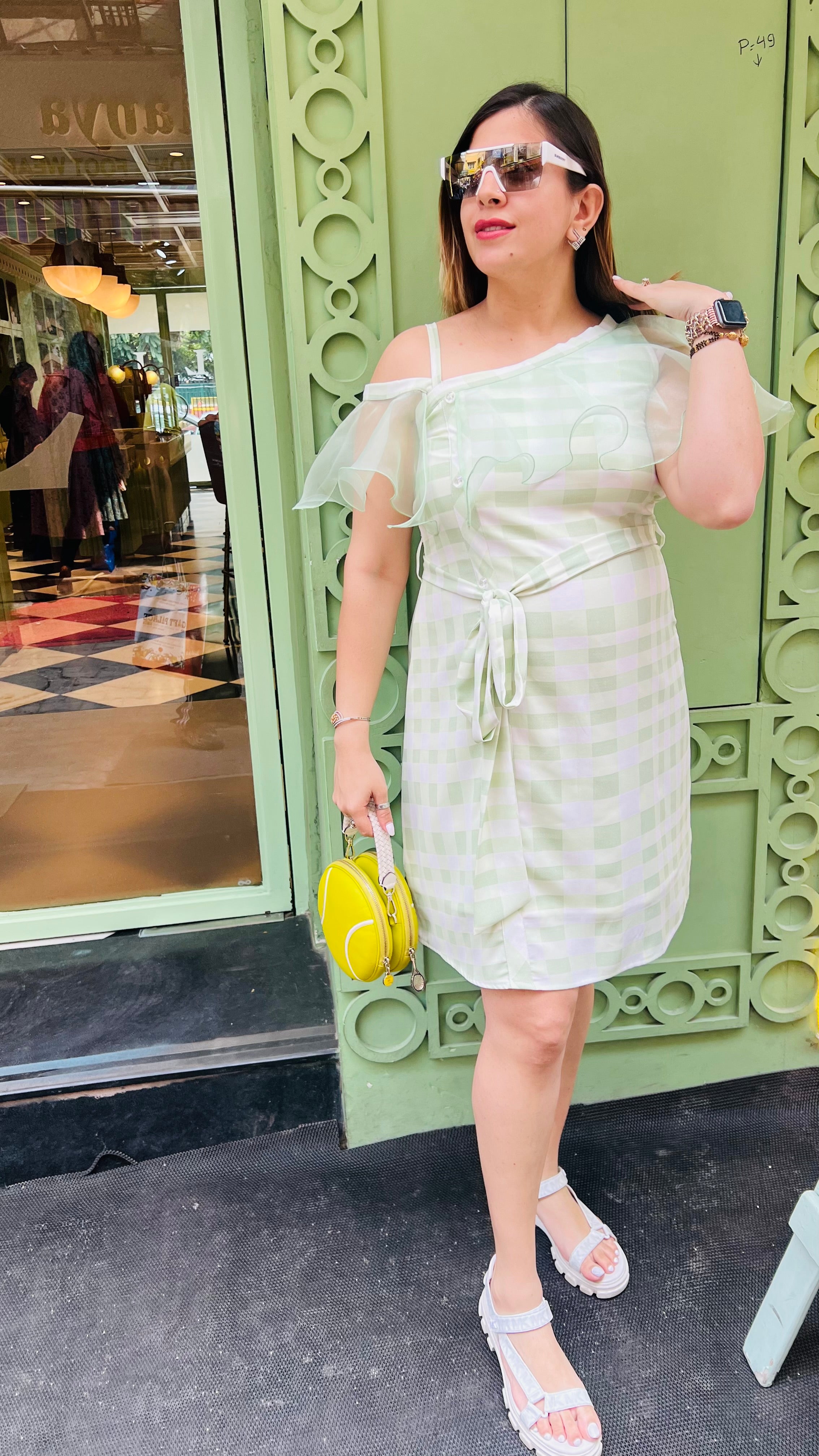 Cute Green Checks Dress