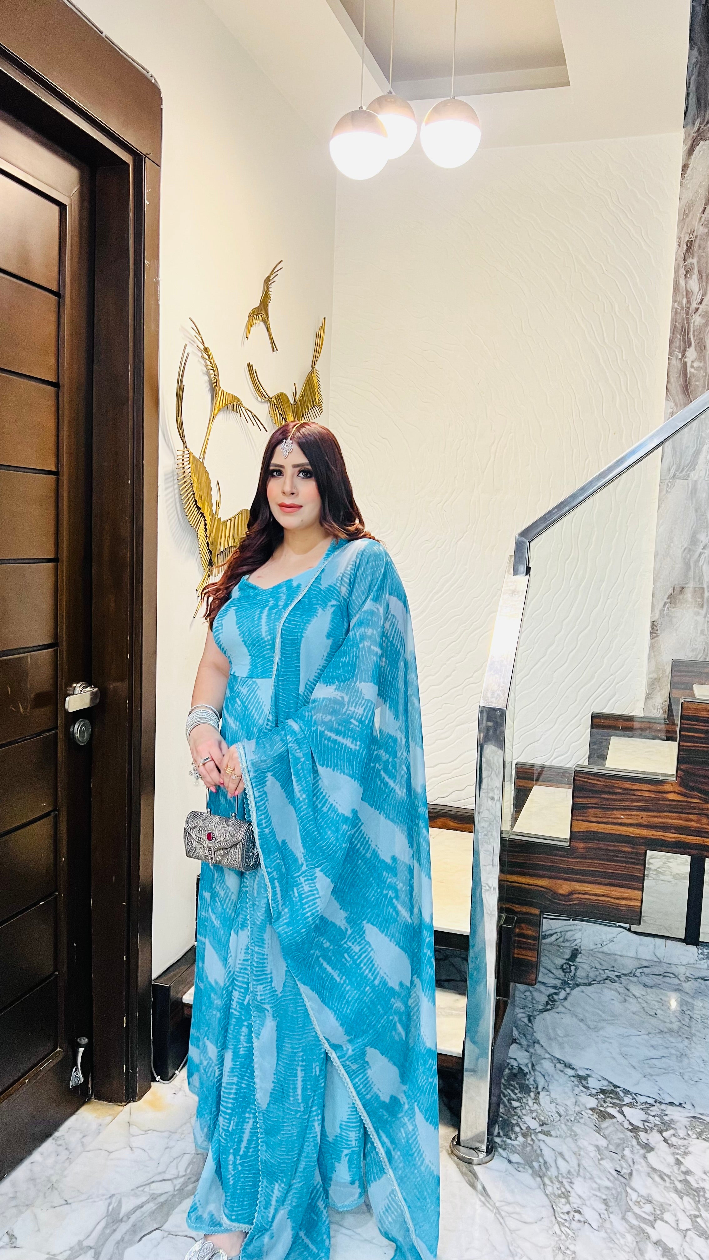 Turquoise Waves Anarkali