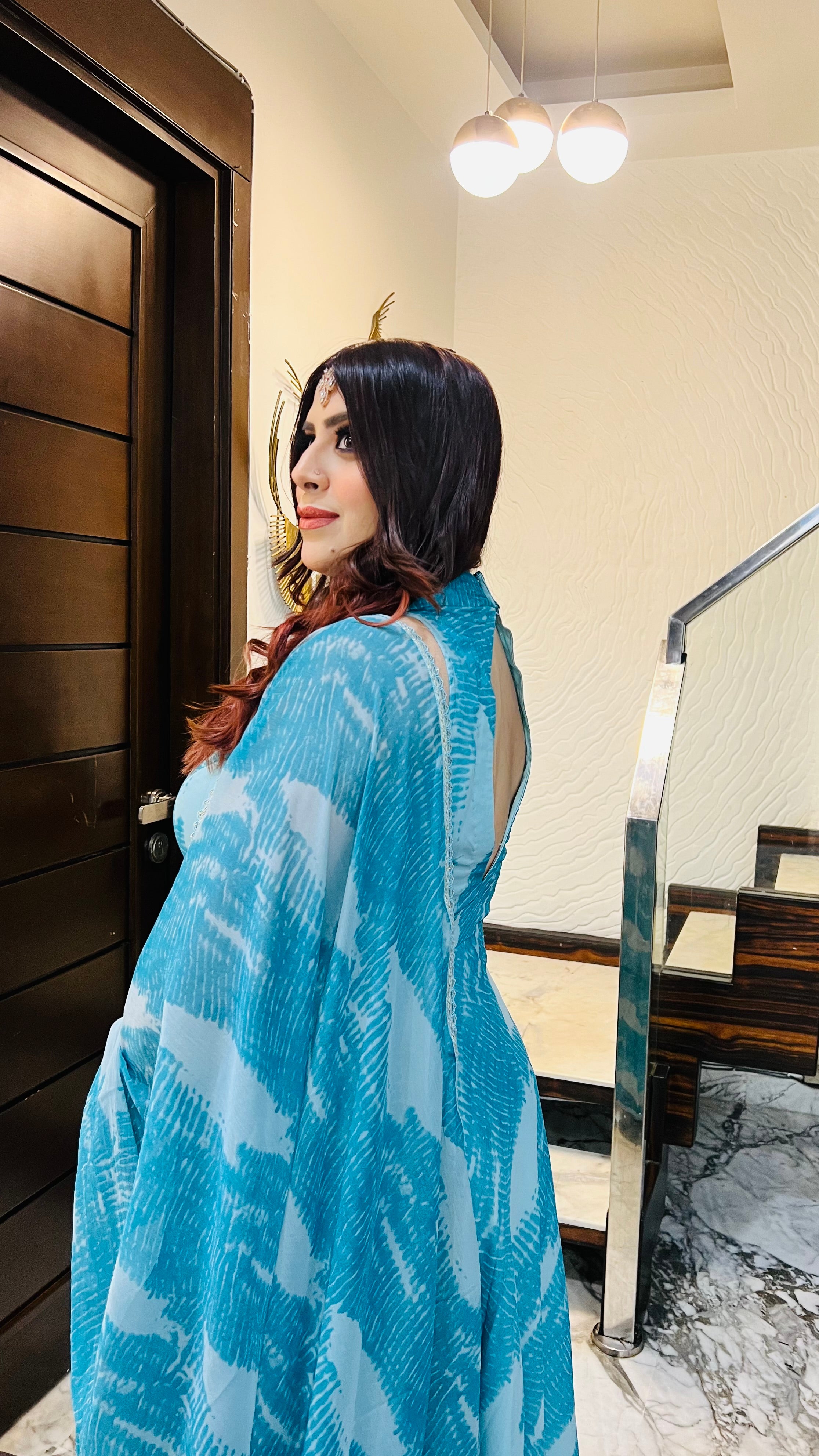 Turquoise Waves Anarkali