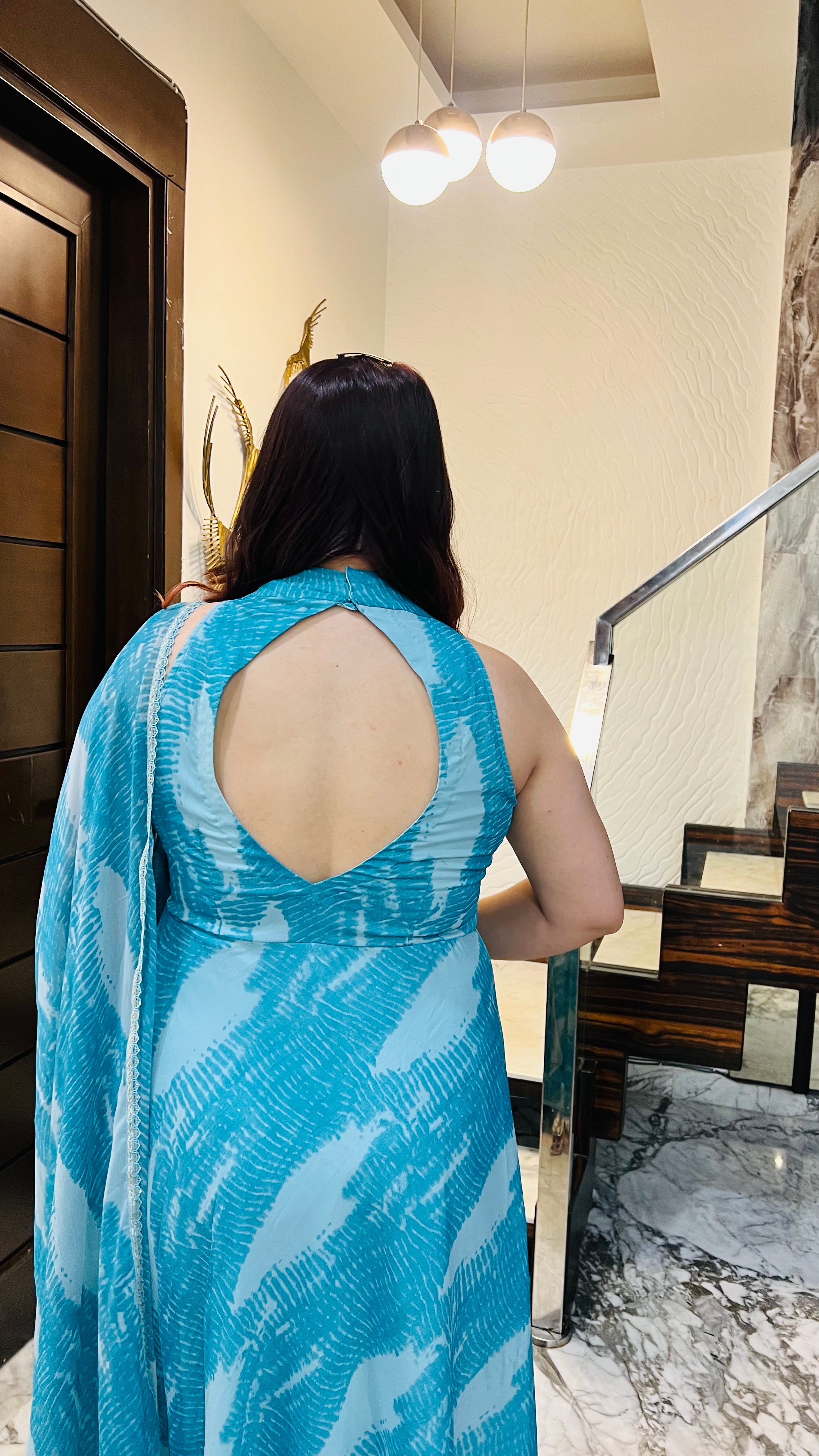 Turquoise Waves Anarkali