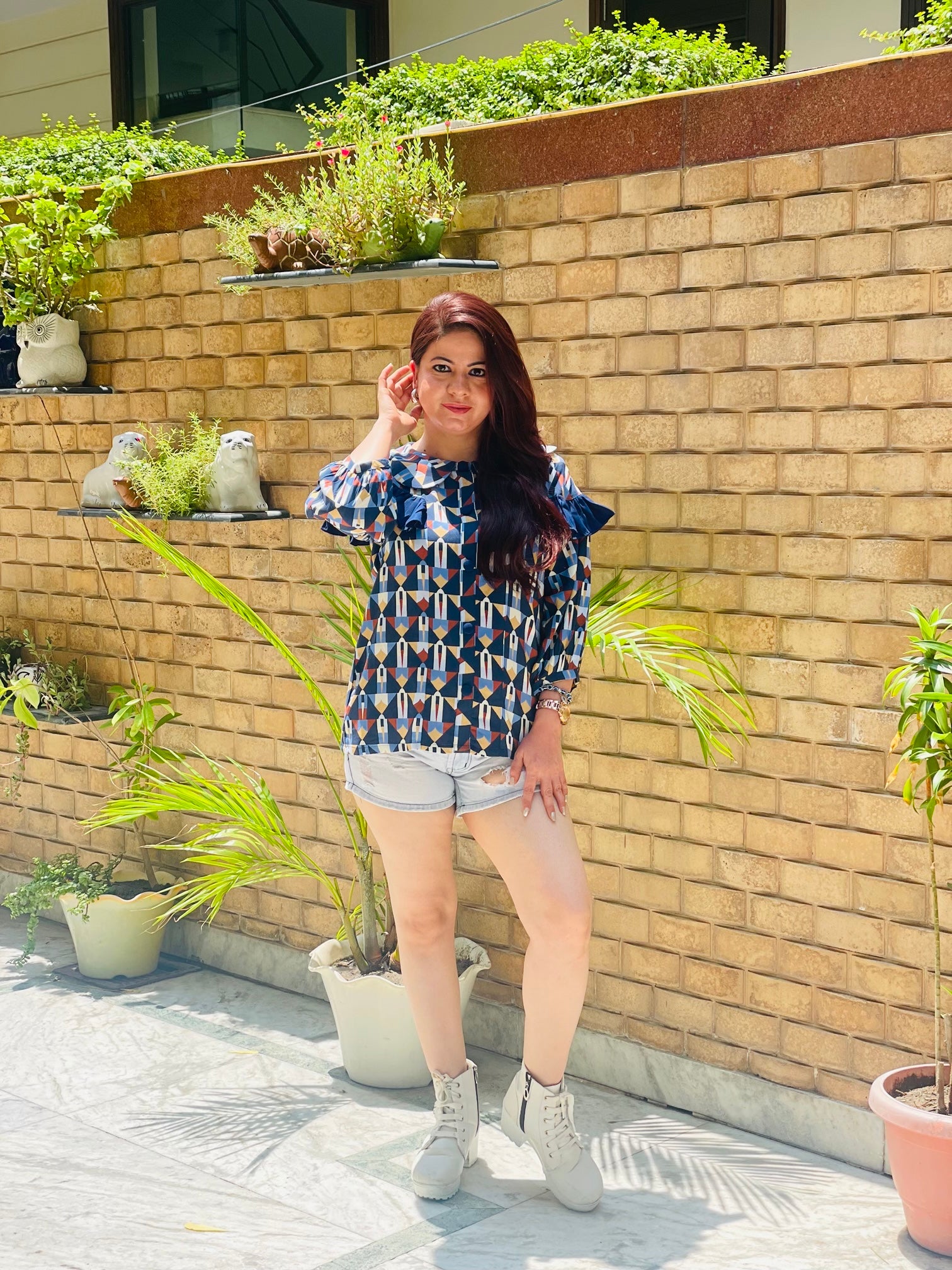 Geometrical Blue Shirt