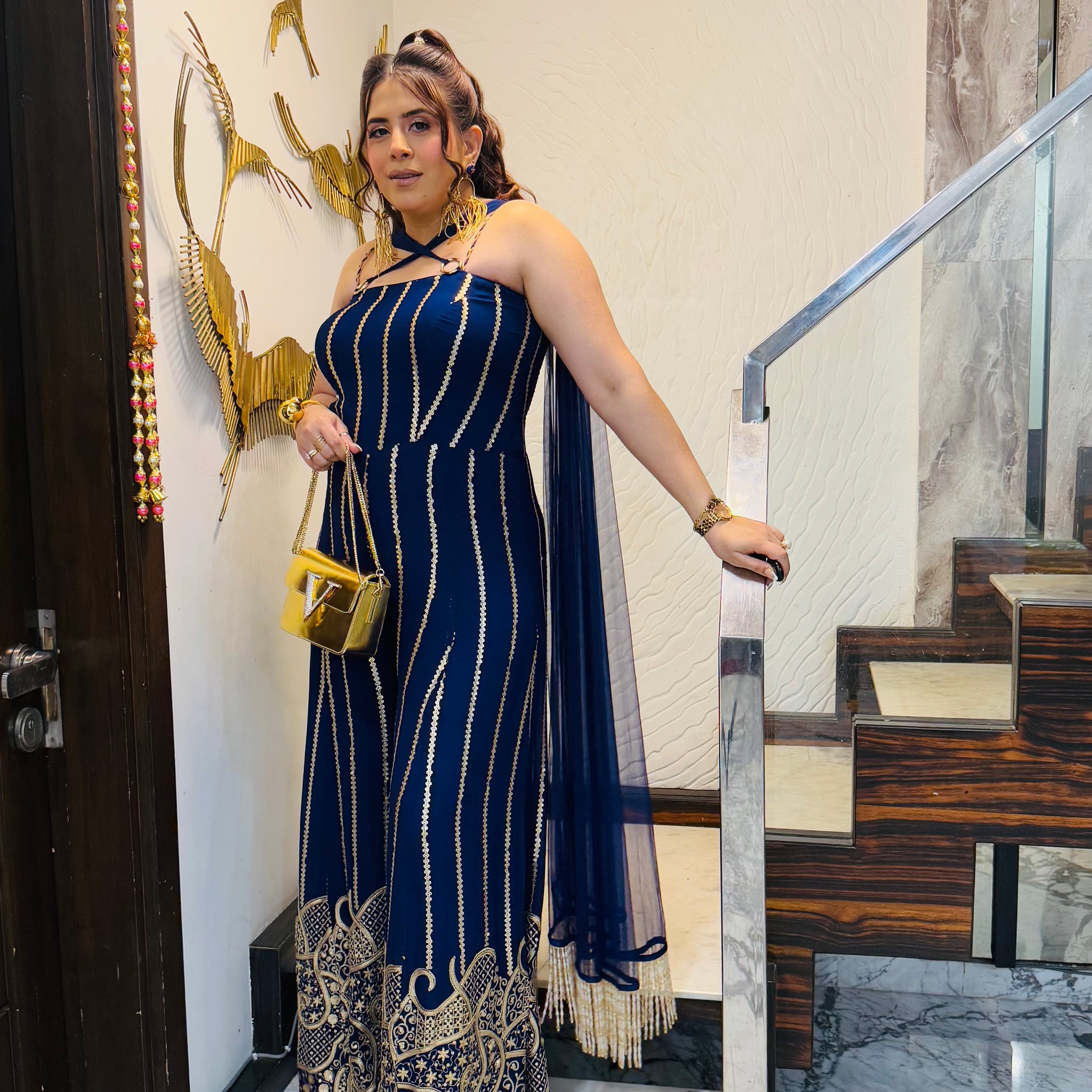 Blue Cocktail Jumpsuit