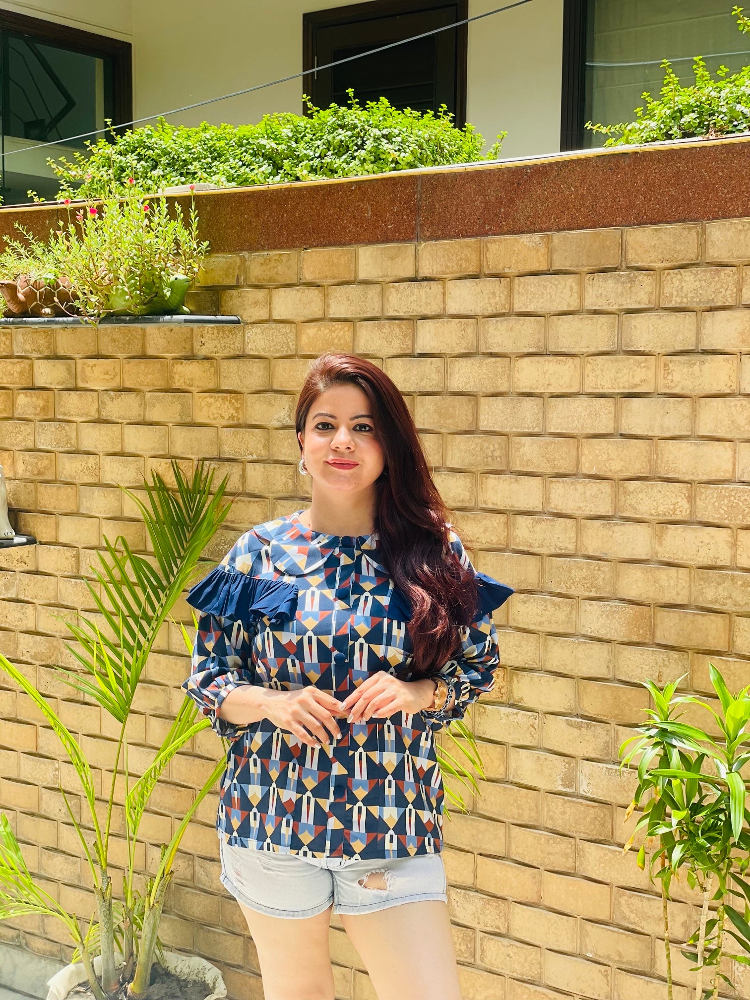 Geometrical Blue Shirt