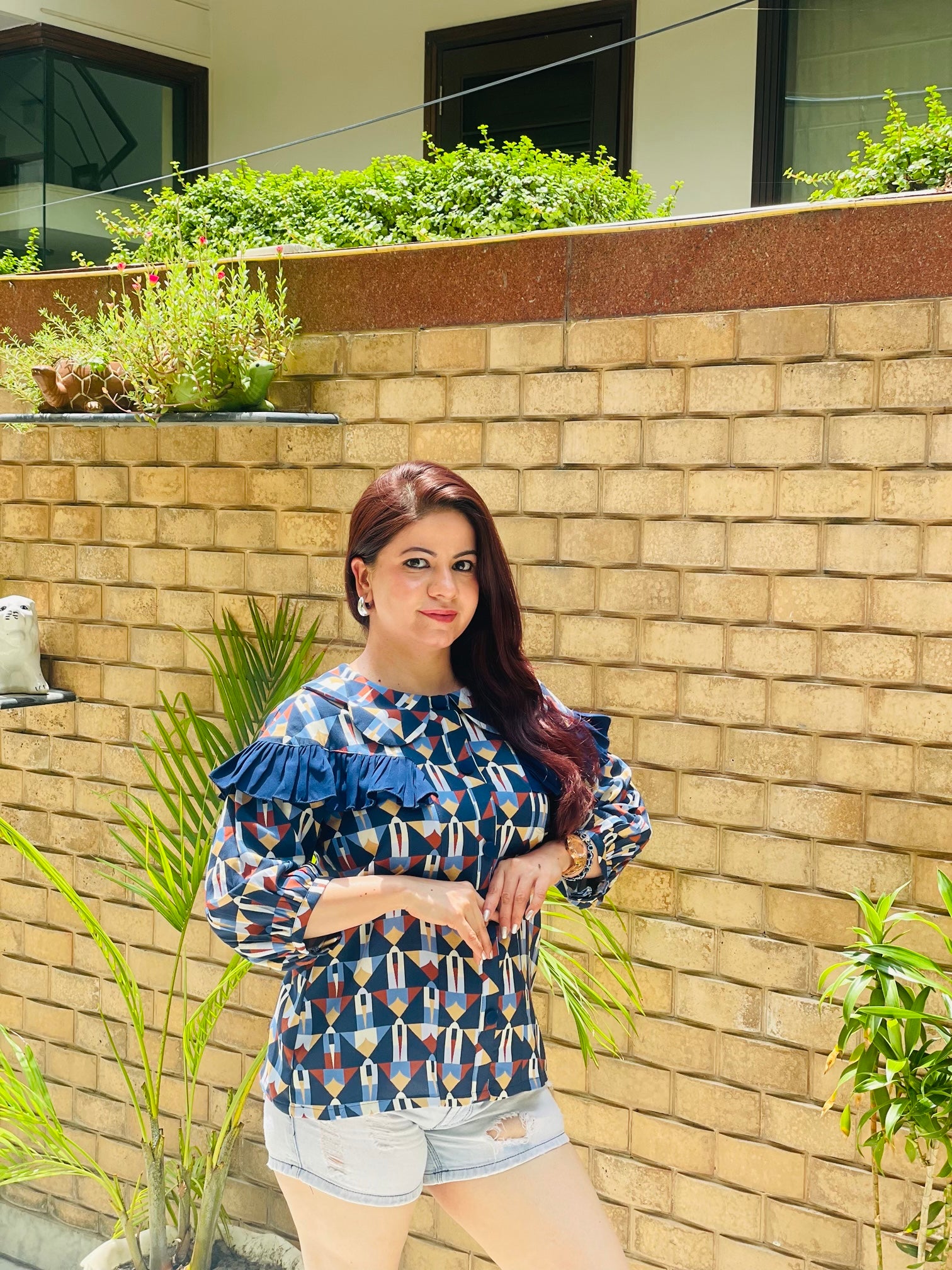 Geometrical Blue Shirt