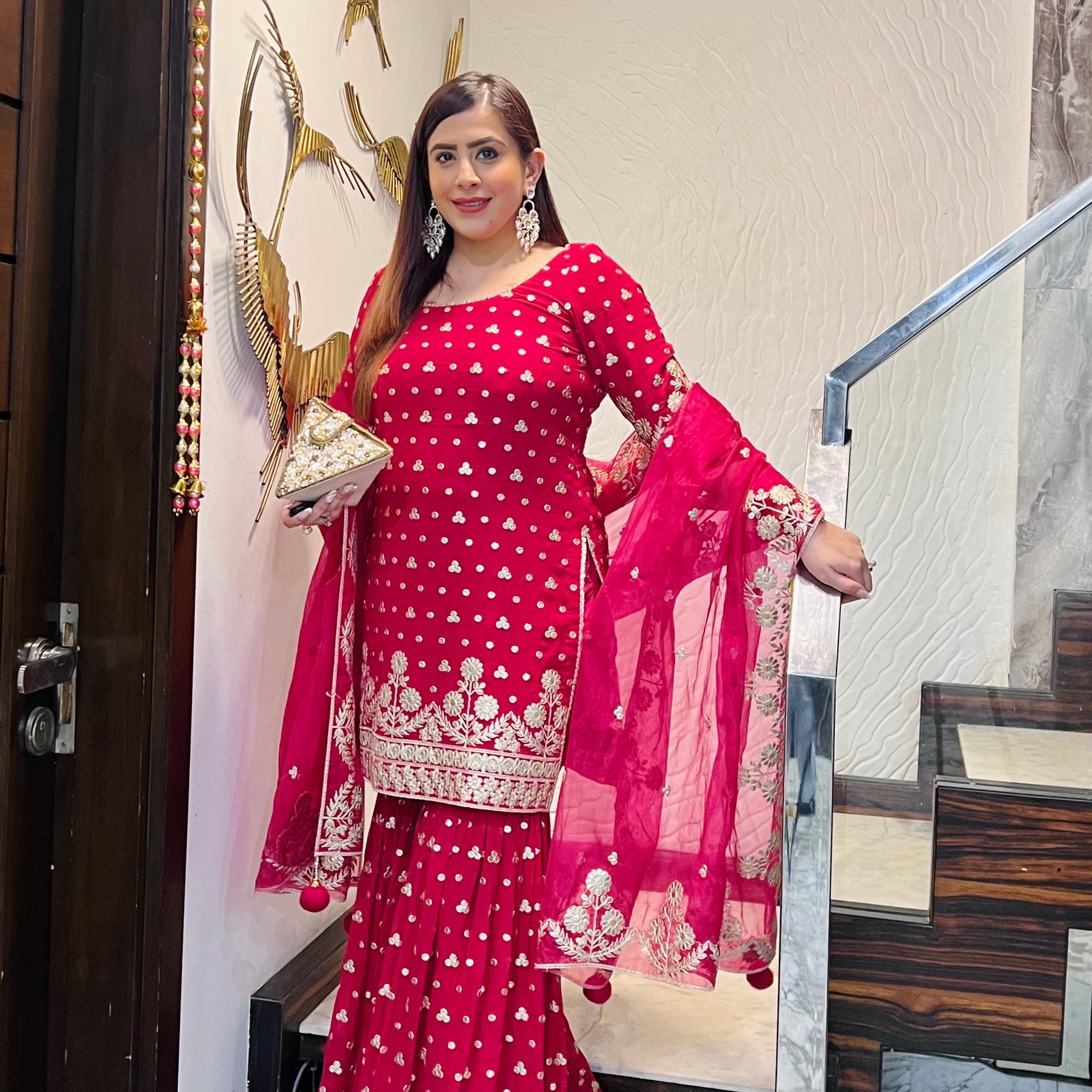 Rani Pink Gota Patti Garara Suit