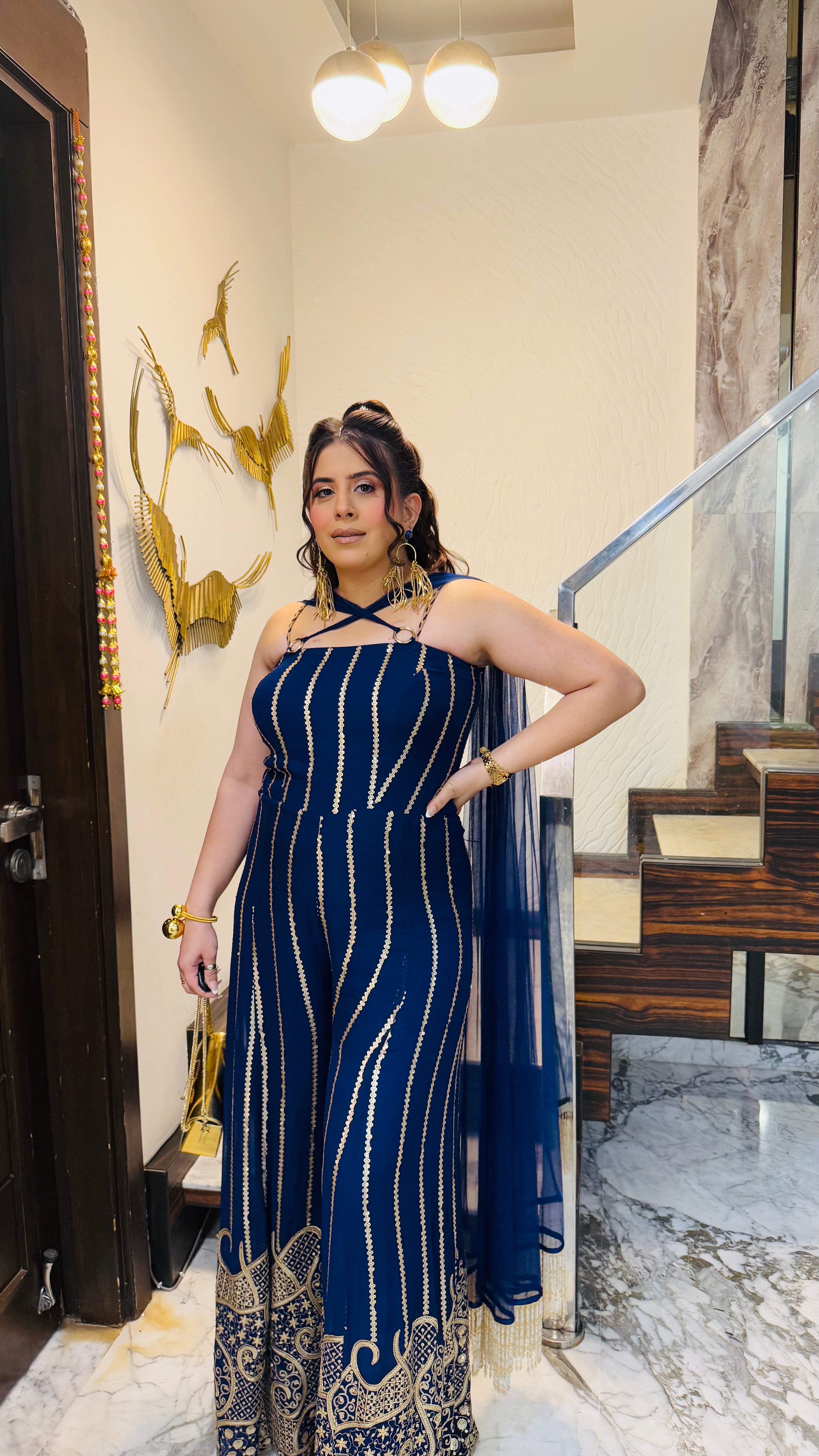 Blue Cocktail Jumpsuit