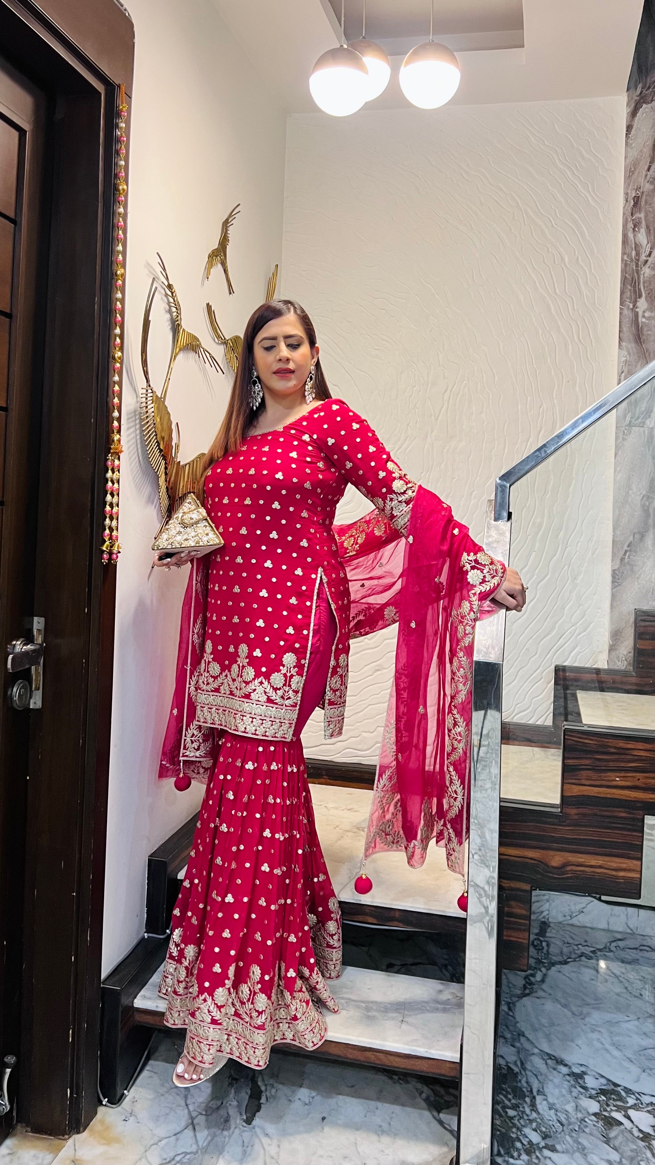 Rani Pink Gota Patti Garara Suit