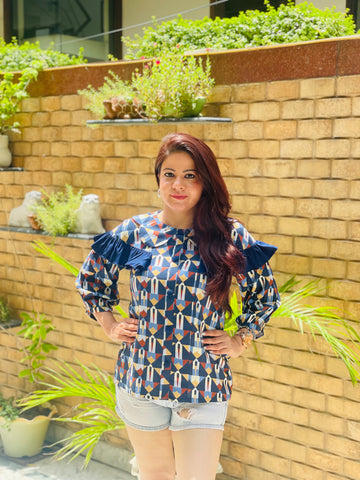 Geometrical Blue Shirt