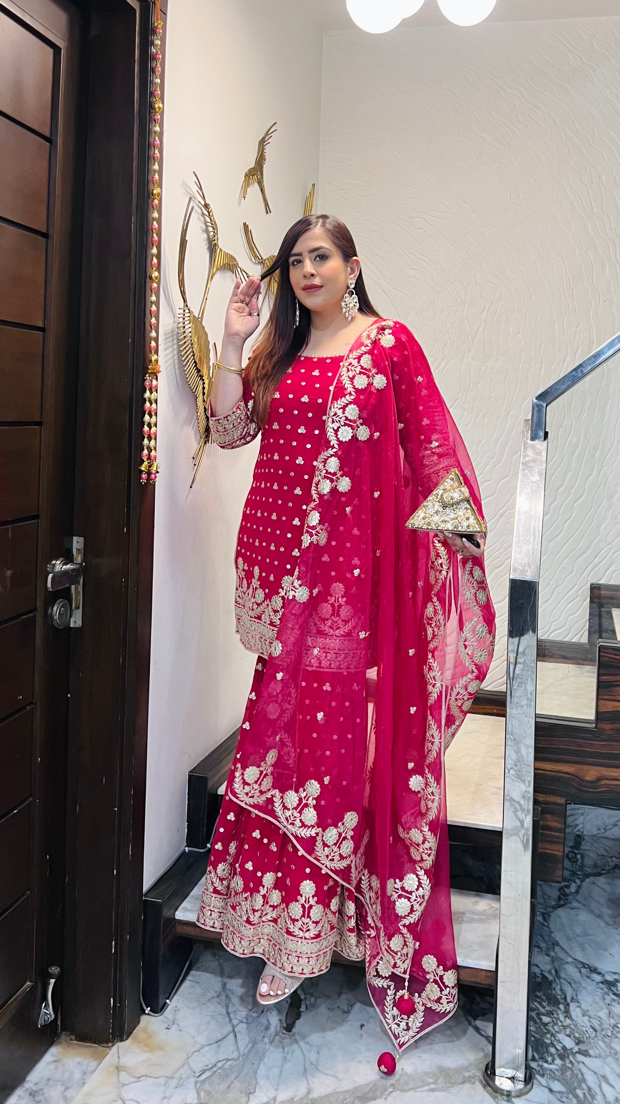 Rani Pink Gota Patti Garara Suit