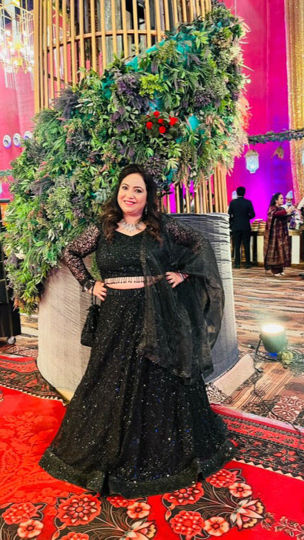 Black Premium Net Lehenga