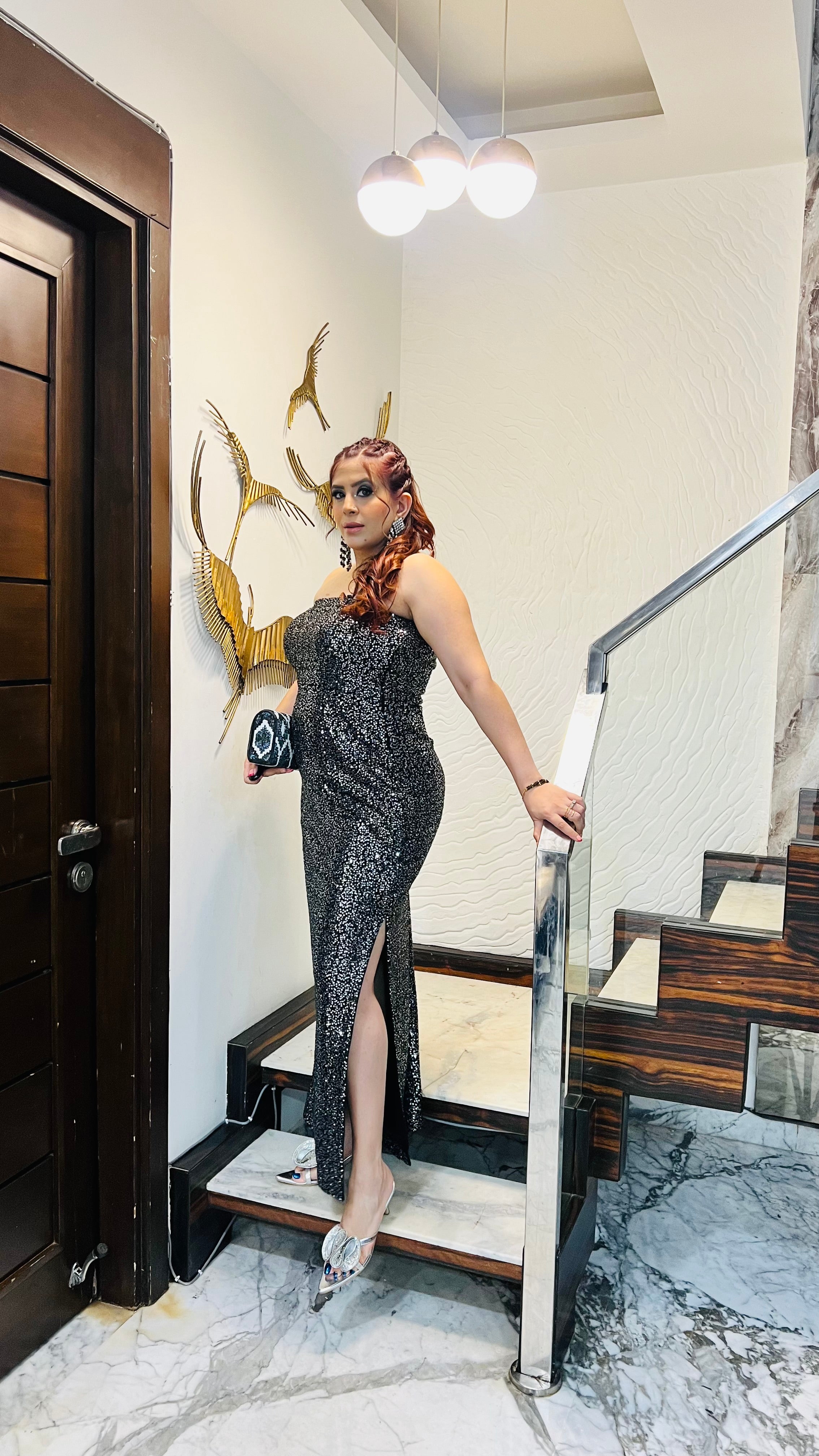 Black Sequin Ista Gown
