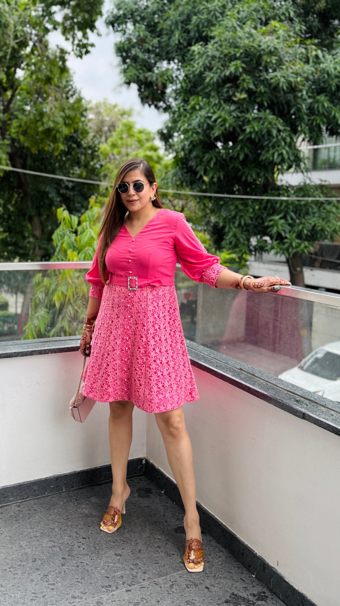 Spicy Pink Crochet Dress