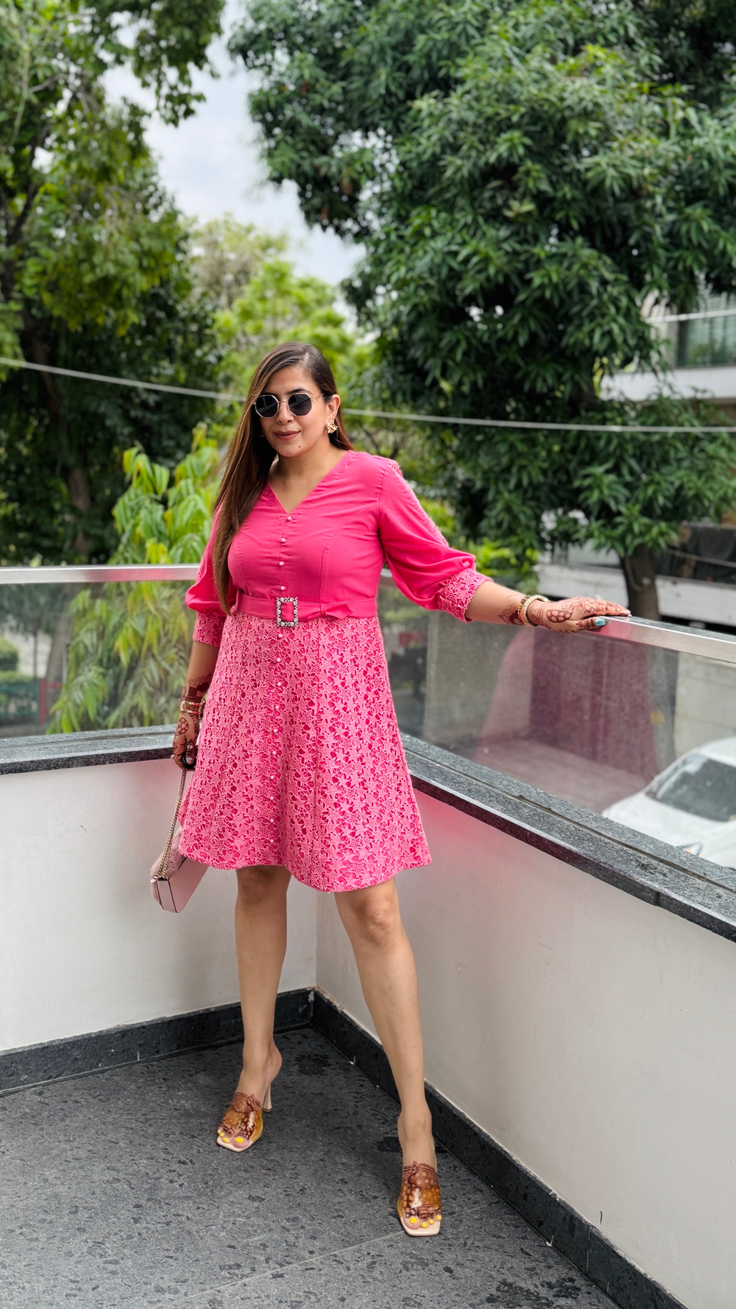 Spicy Pink Crochet Dress