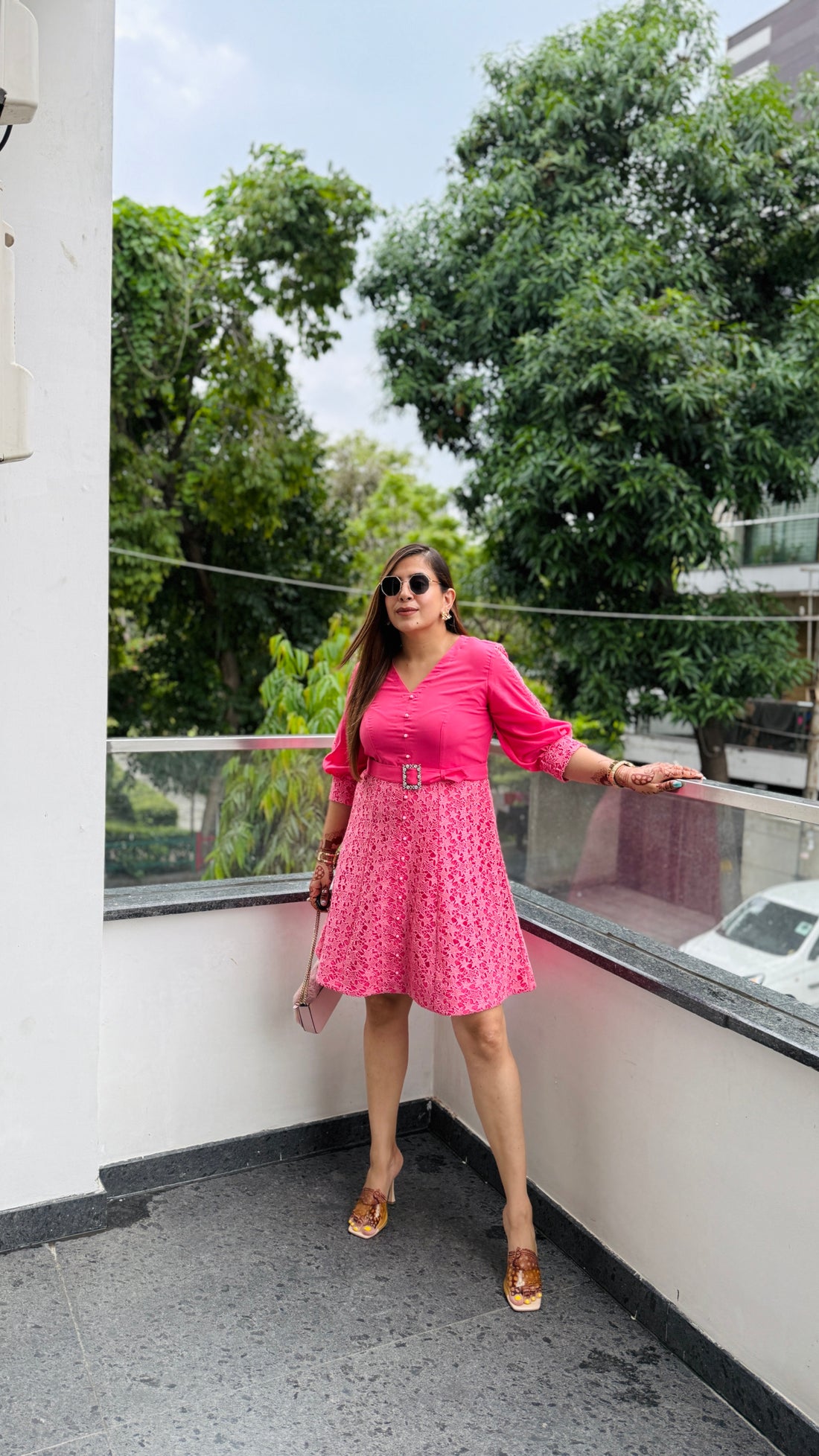 Spicy Pink Crochet Dress