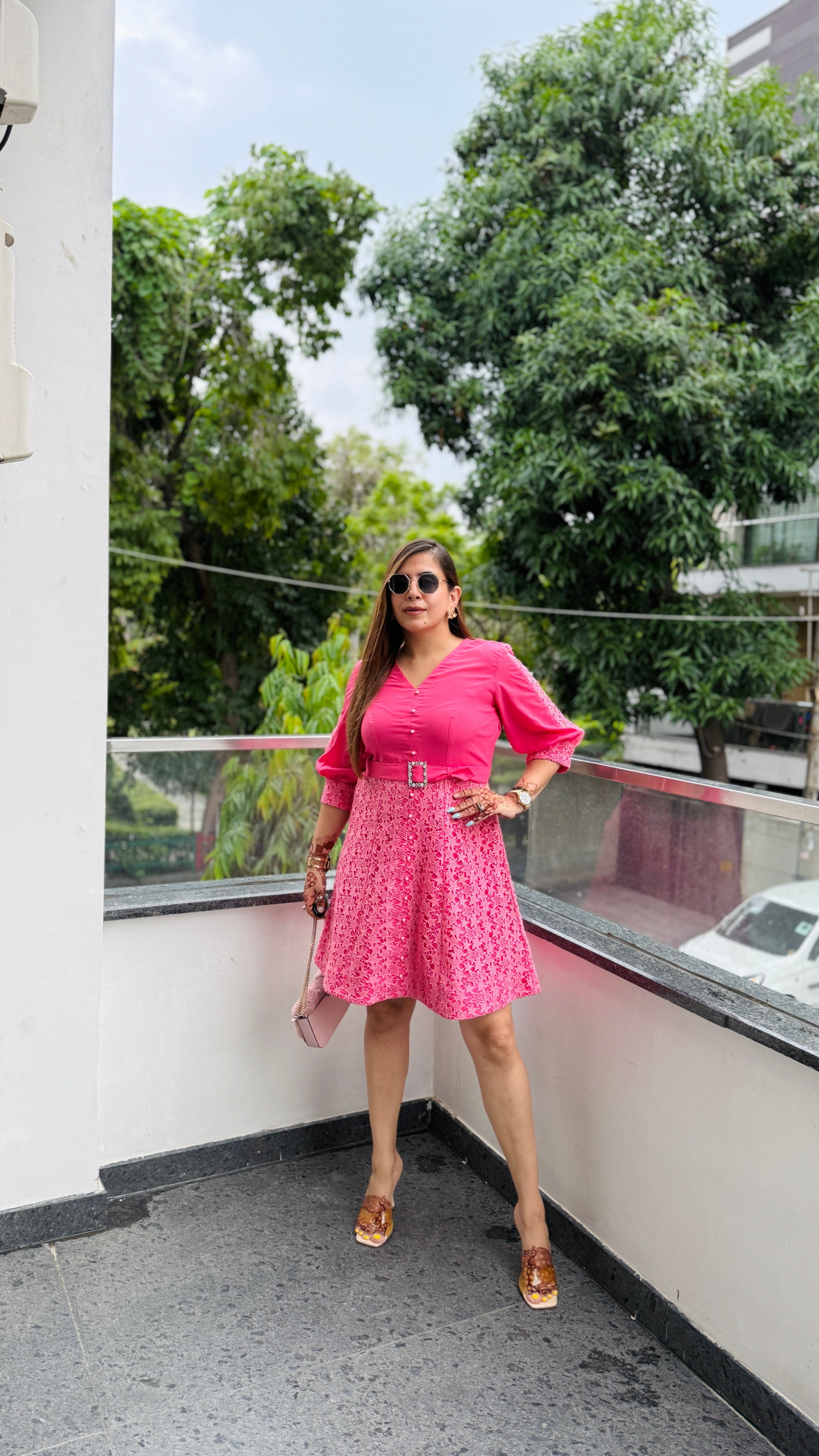 Spicy Pink Crochet Dress