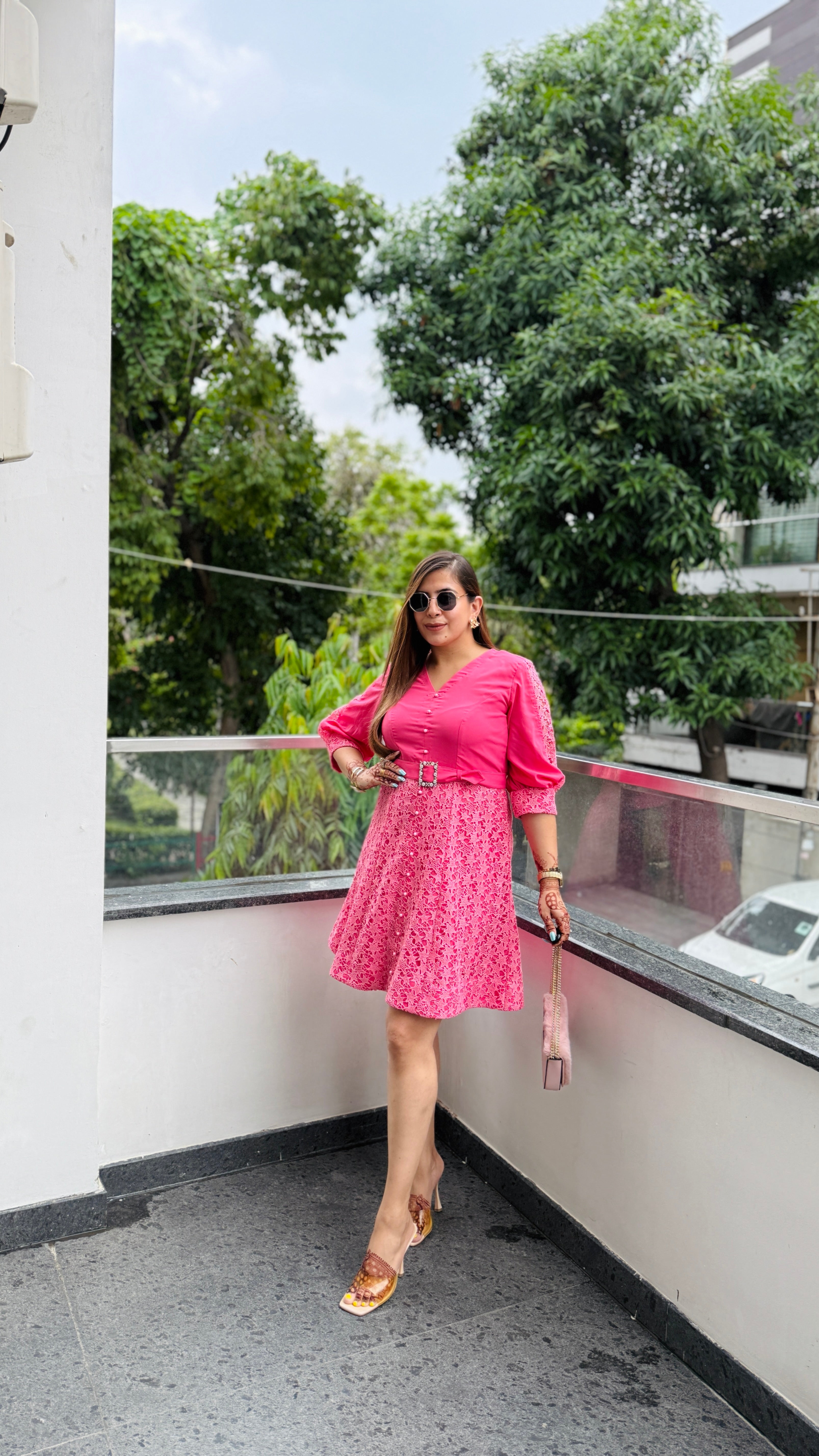 Spicy Pink Crochet Dress