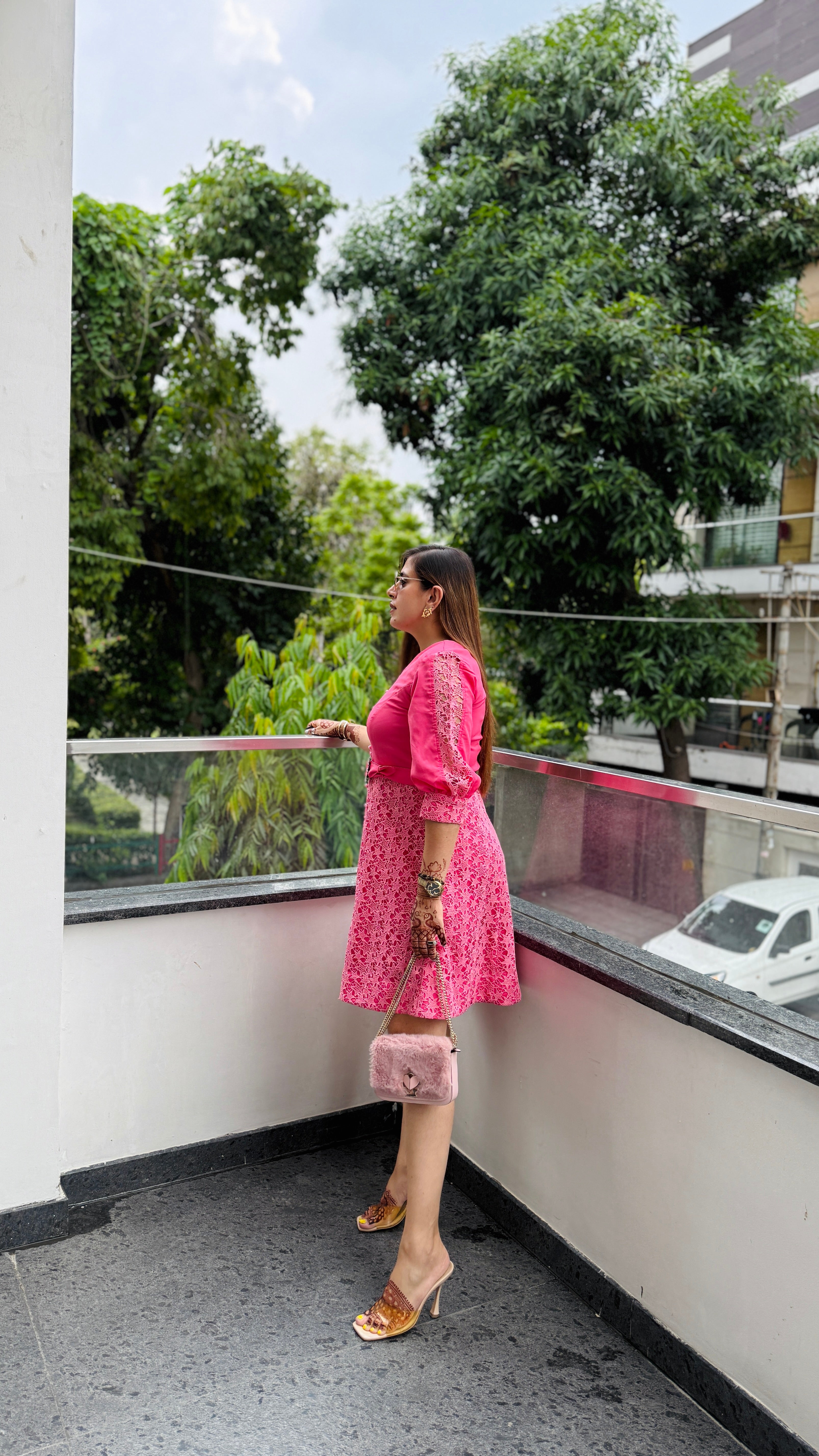 Spicy Pink Crochet Dress