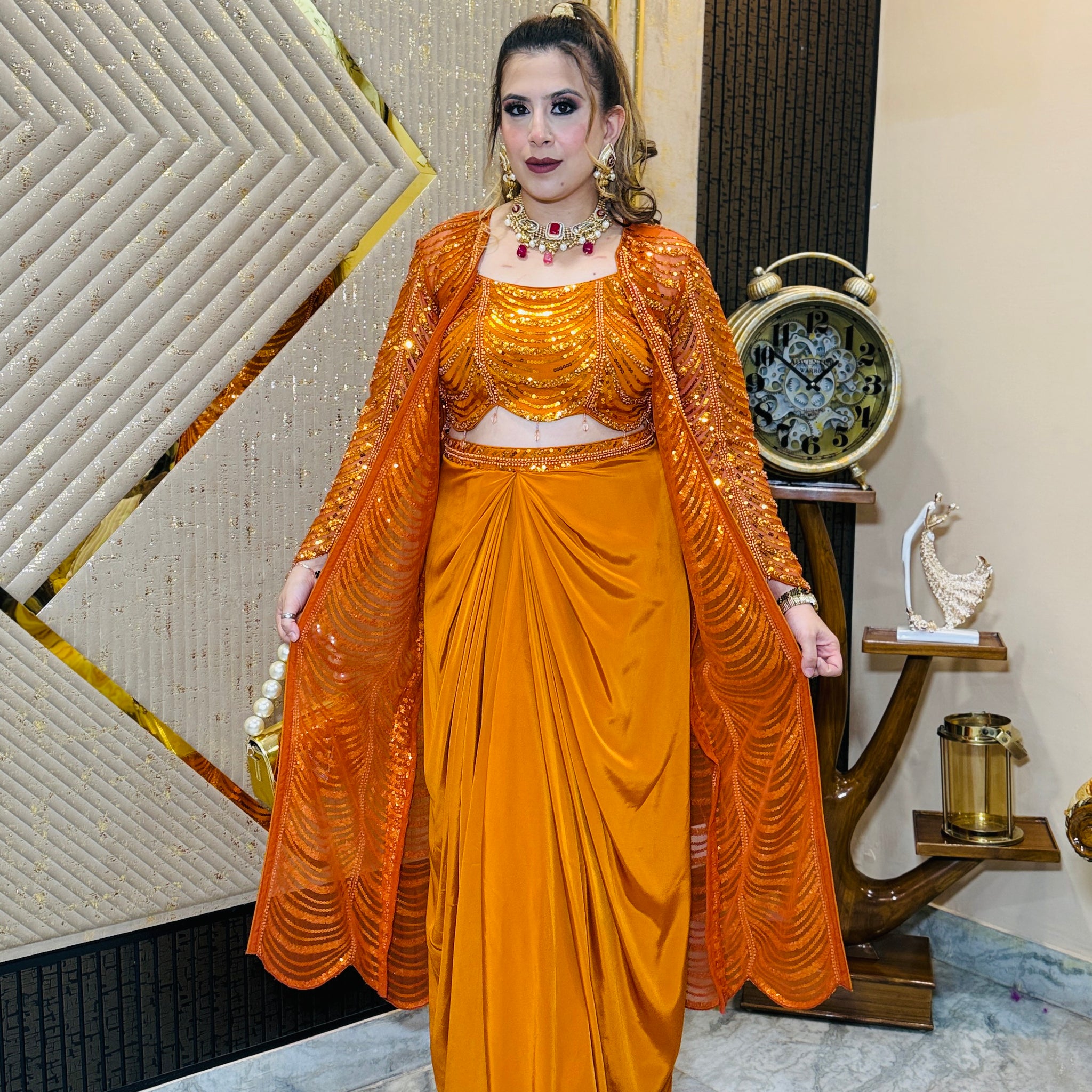 Tangerine Drape Set