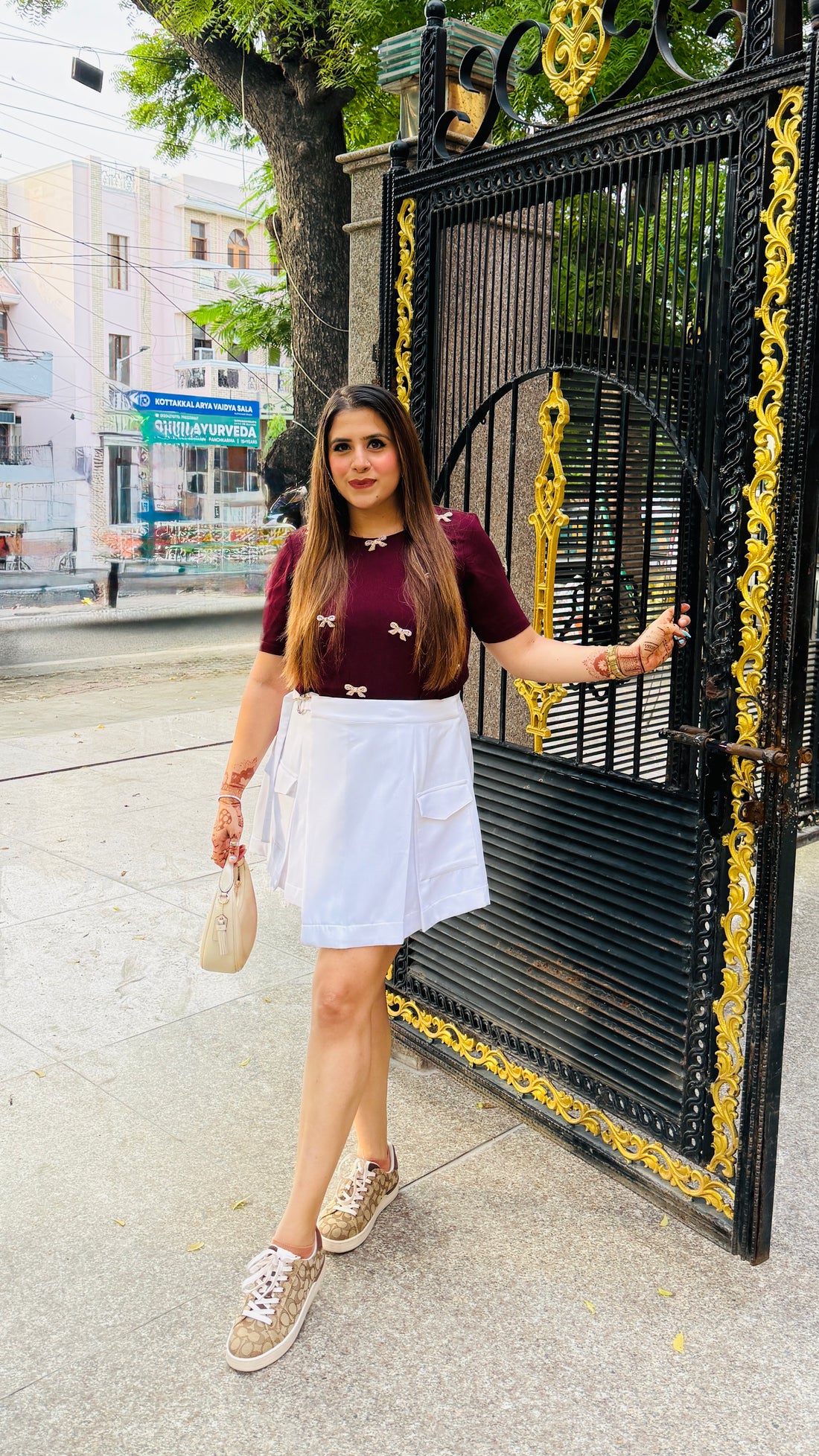 White Skater Banana Skirt