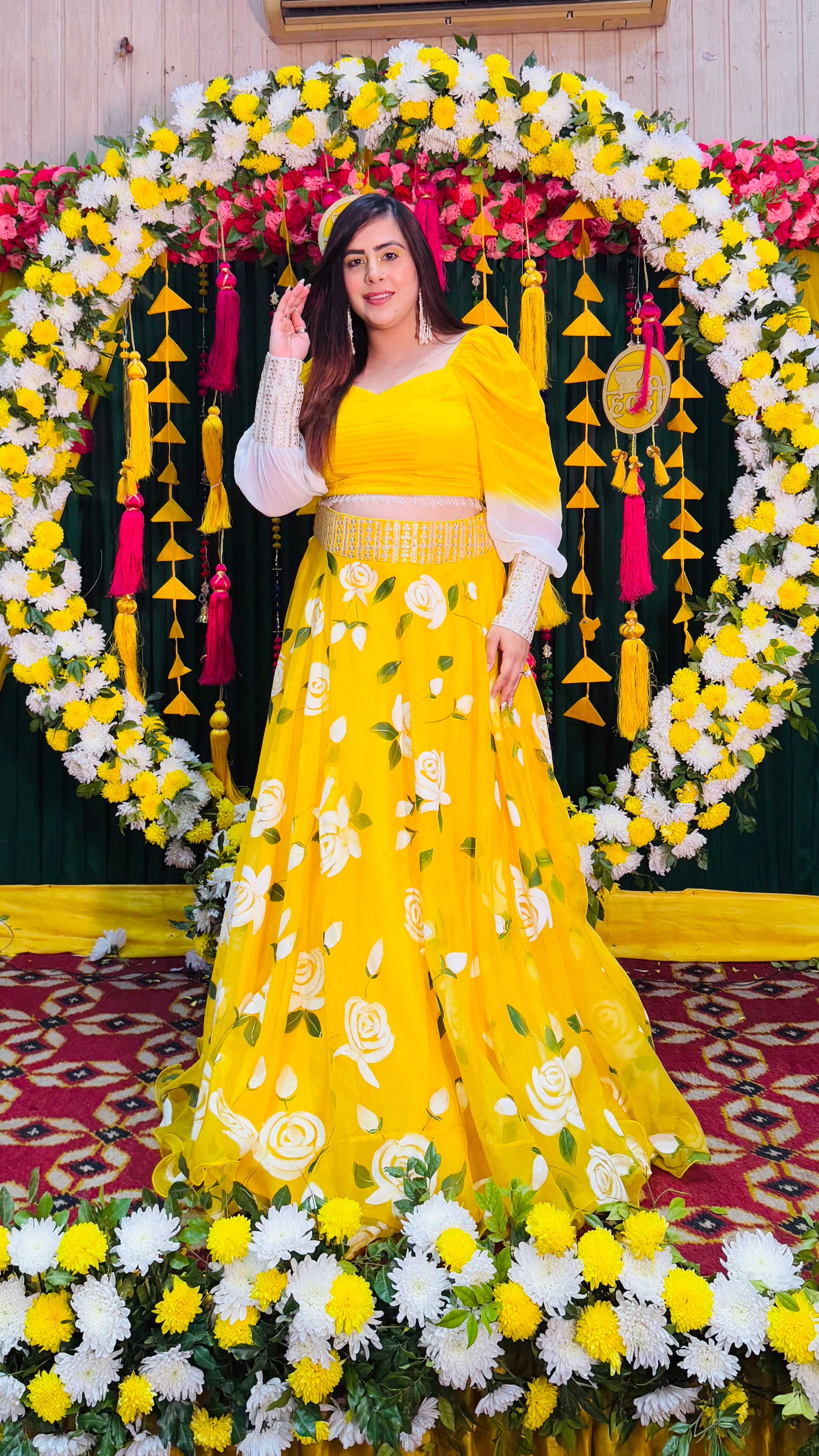 Yellow Hand Painted Lehenga
