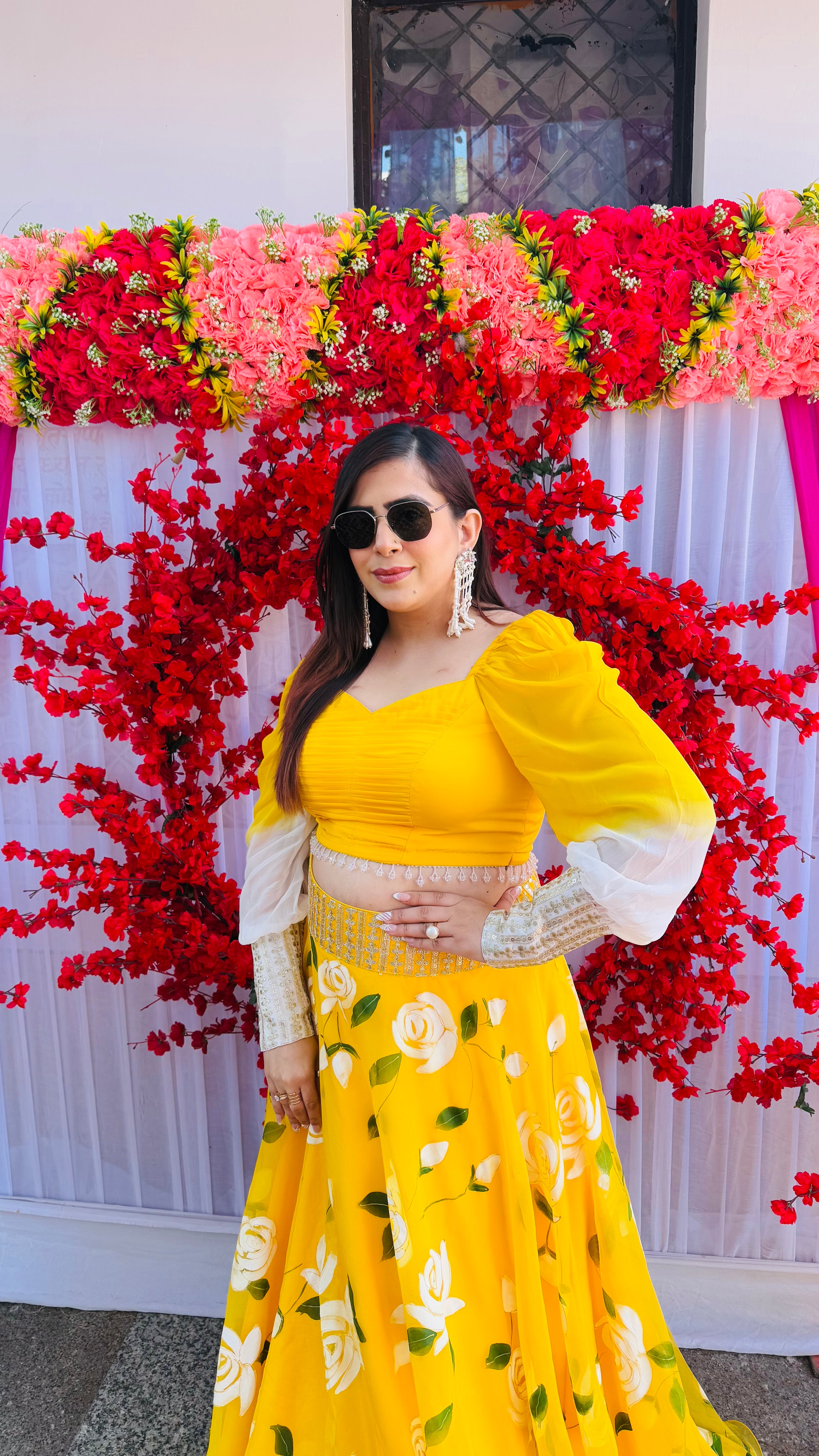 Yellow Hand Painted Lehenga