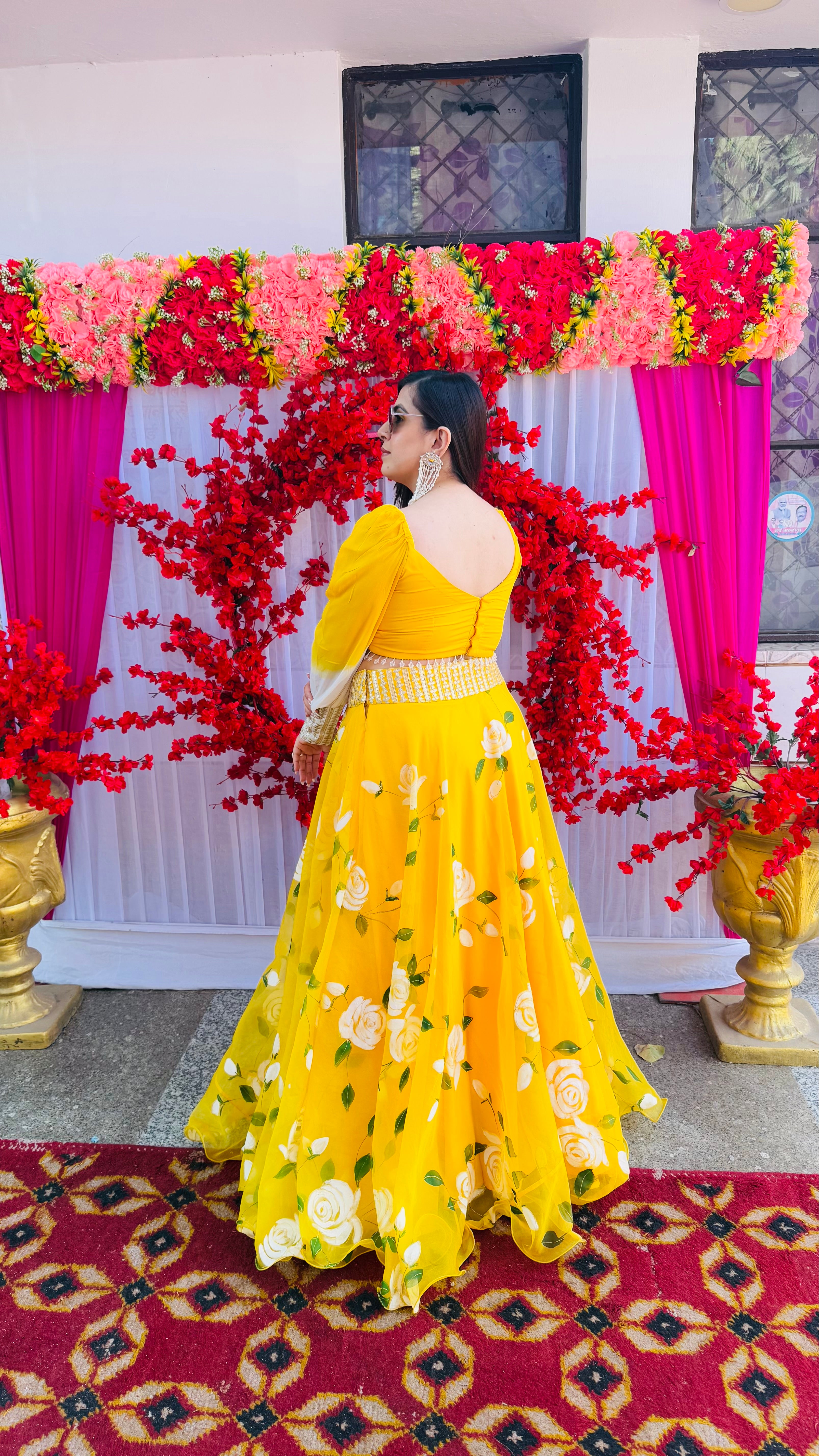 Yellow Hand Painted Lehenga