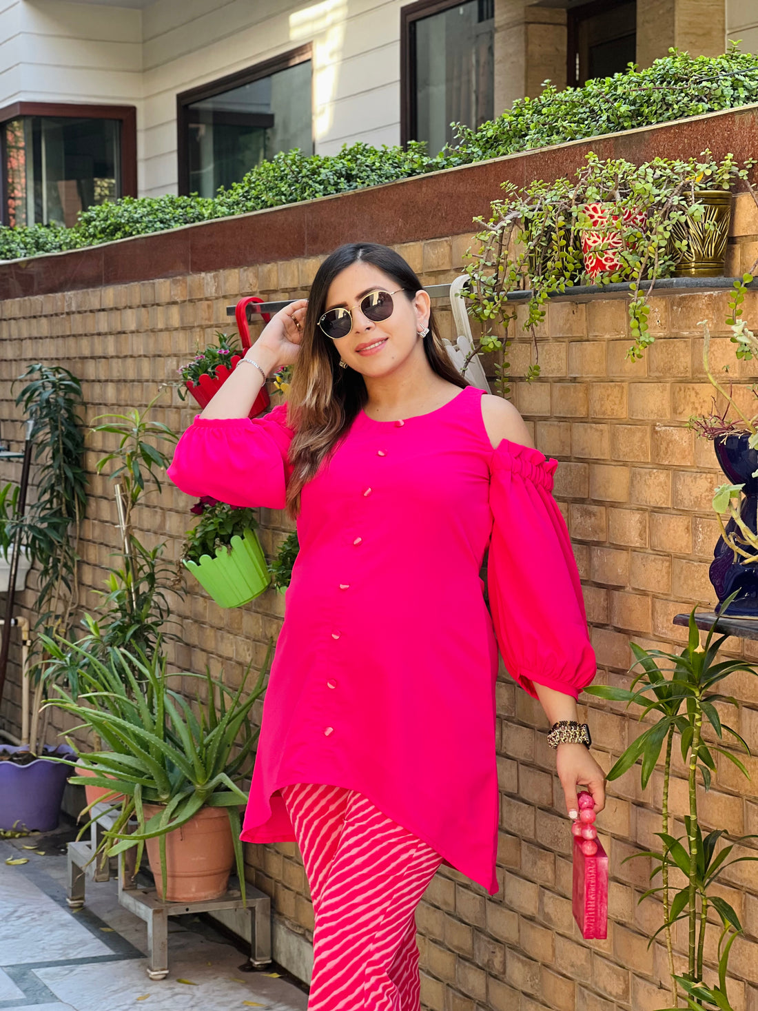 Pink Leheriya Co-Ord