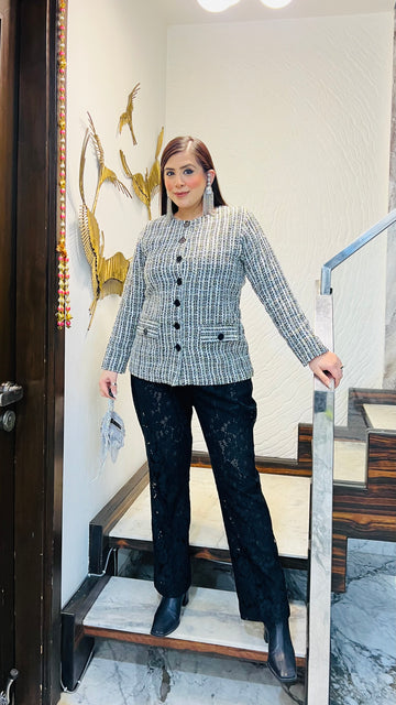 Blue Tweed + Chantilly Co-Ord