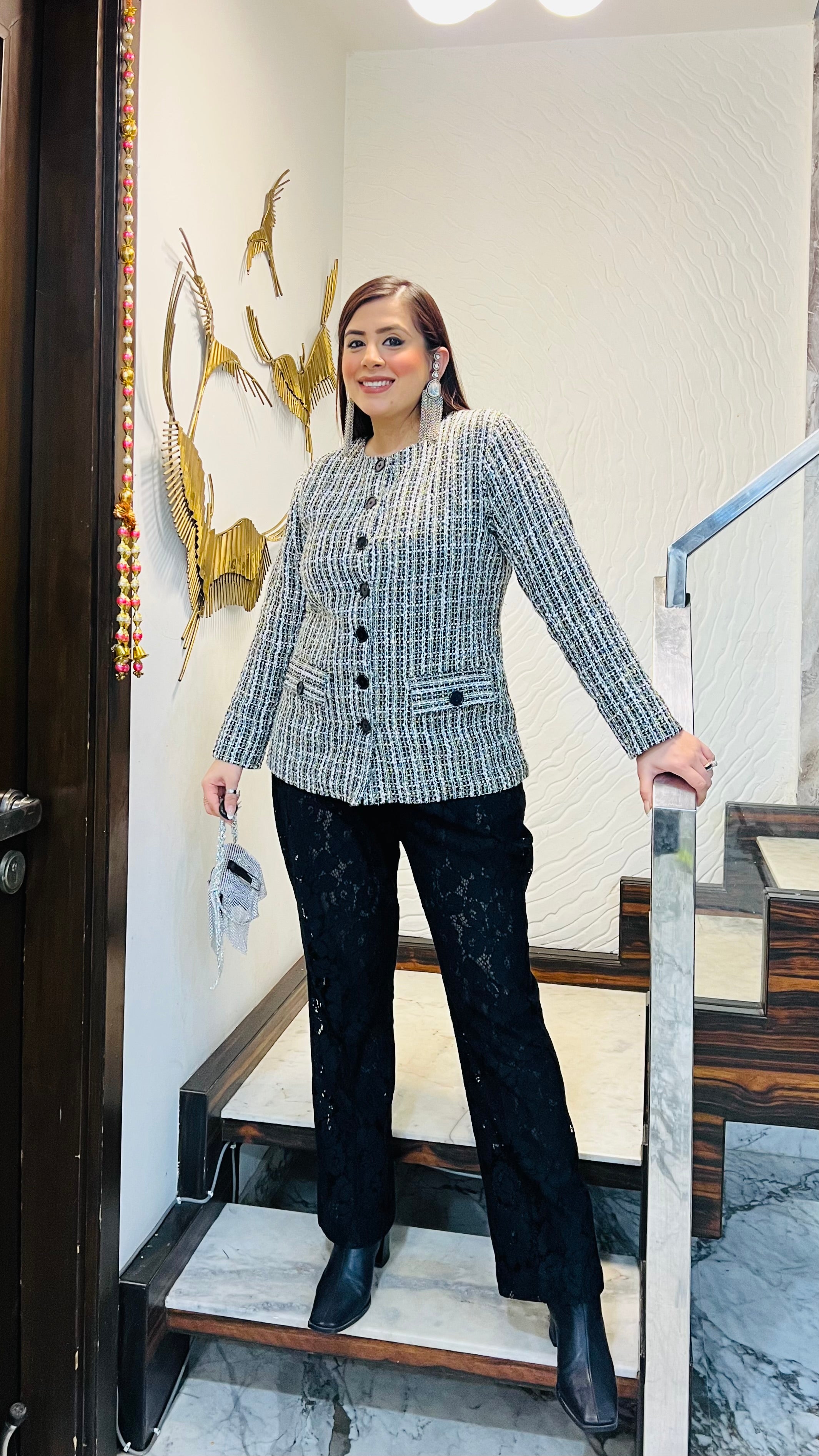 Blue Tweed + Chantilly Co-Ord