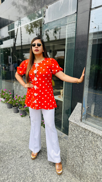Orange polka dot top