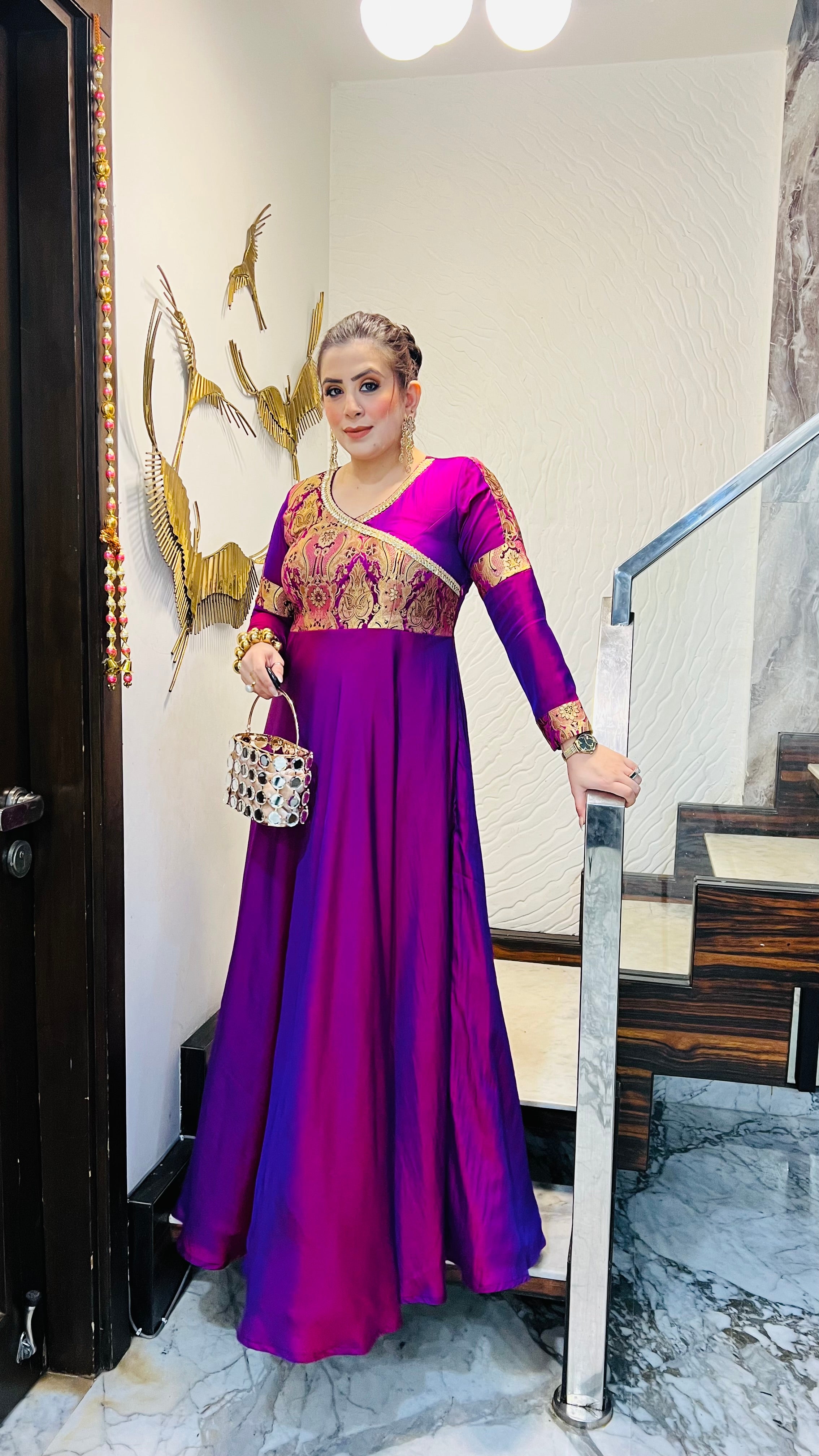 Violet Winter Gown (with Potli Bag)