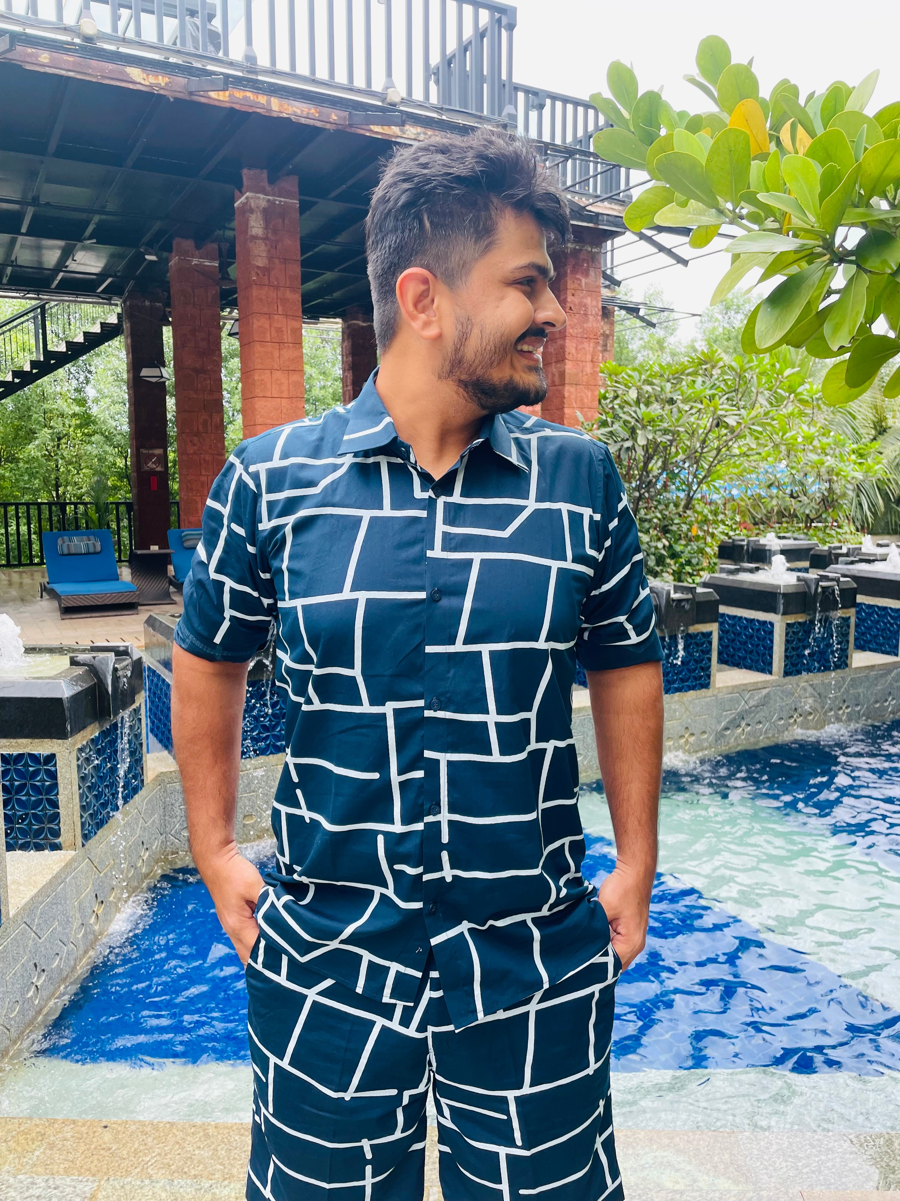 Menswear Navy Blue Co-Ord Set