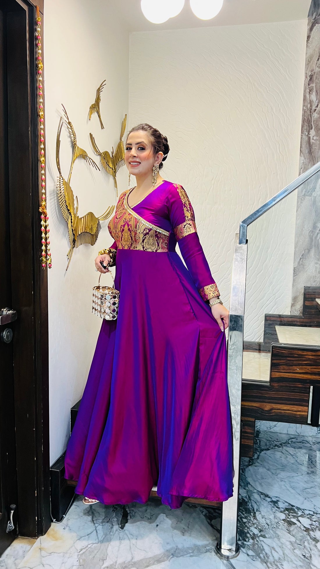 Violet Winter Gown (with Potli Bag)