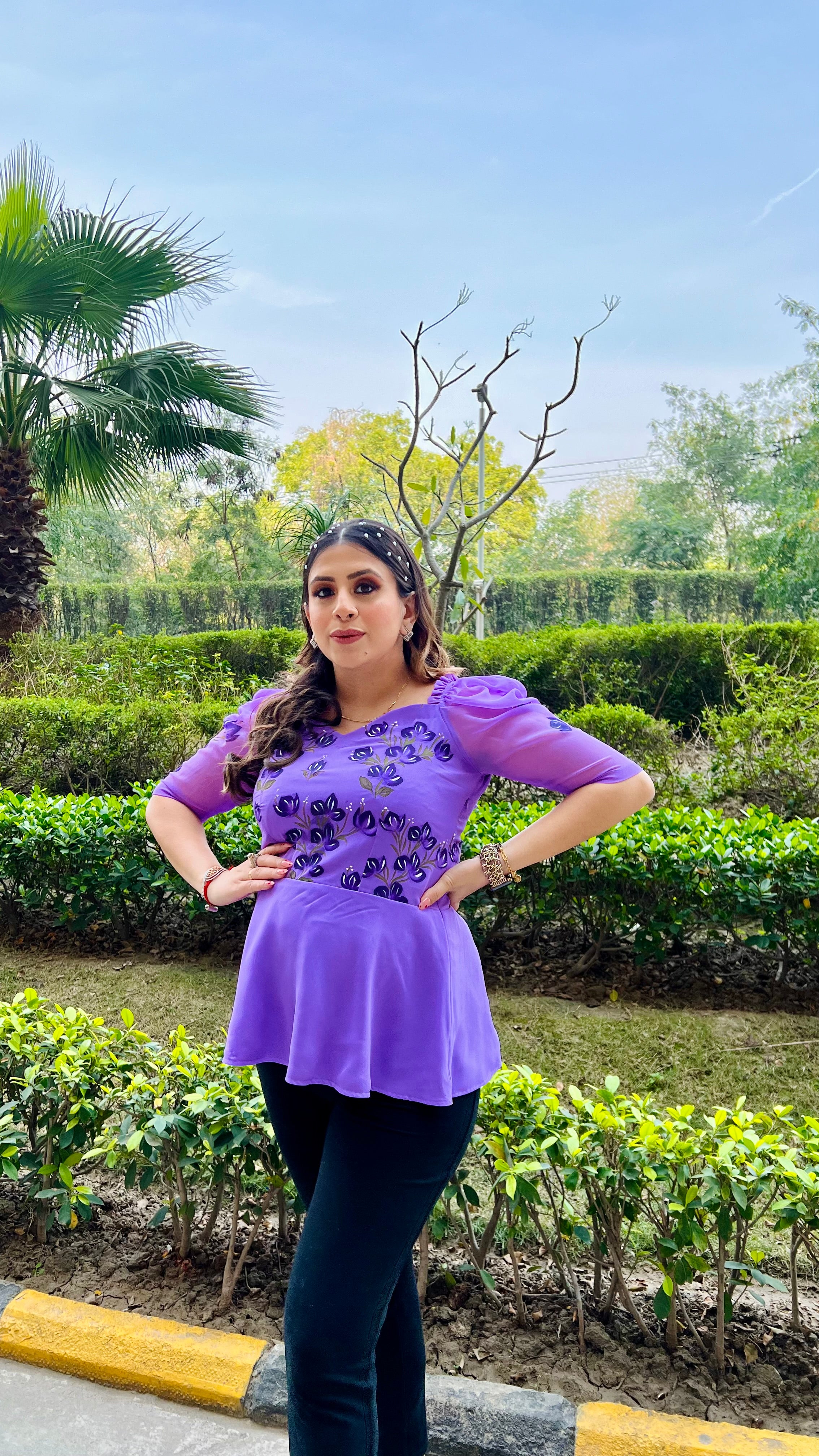 Lavender Handpainted Top