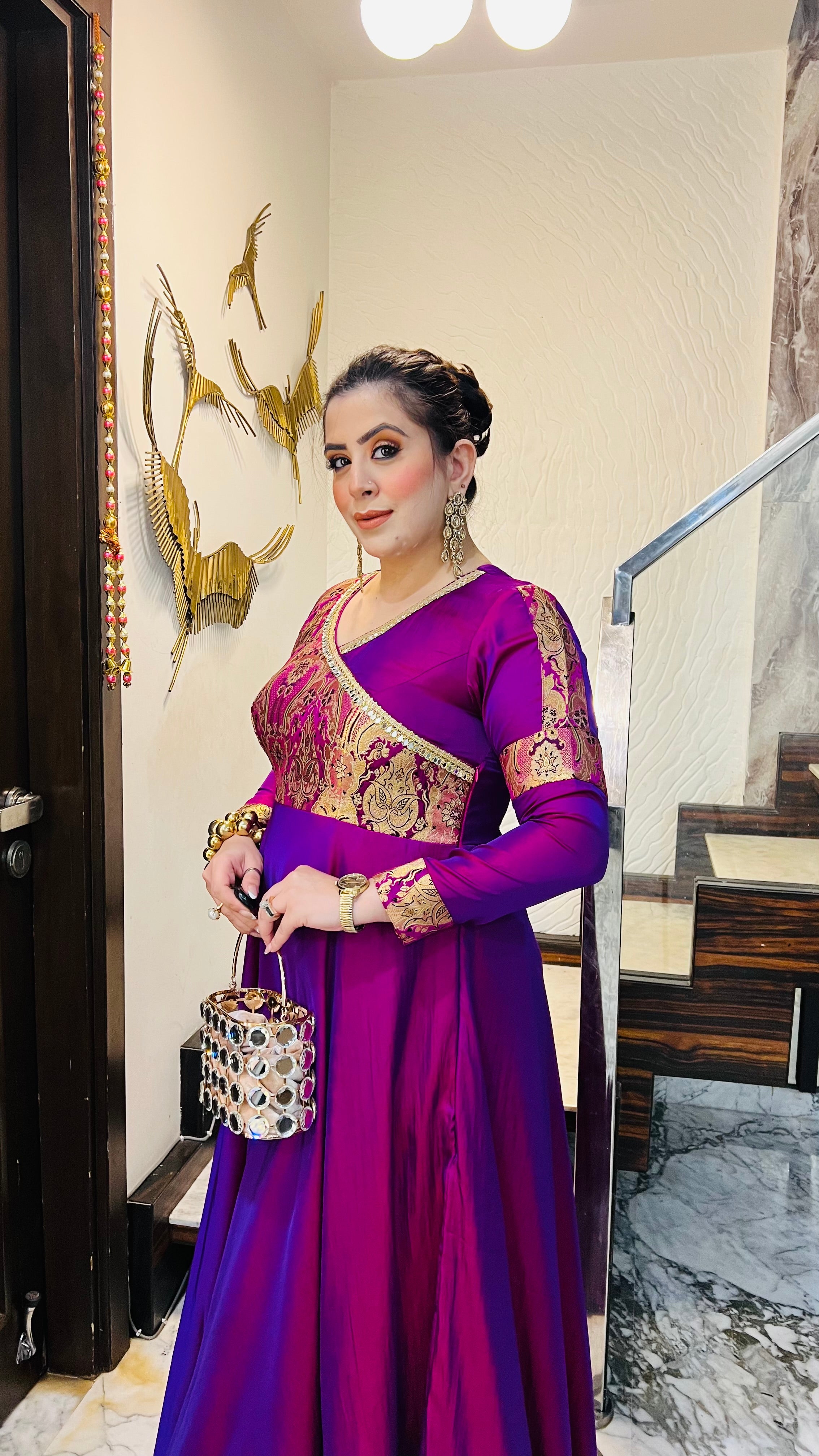 Violet Winter Gown (with Potli Bag)