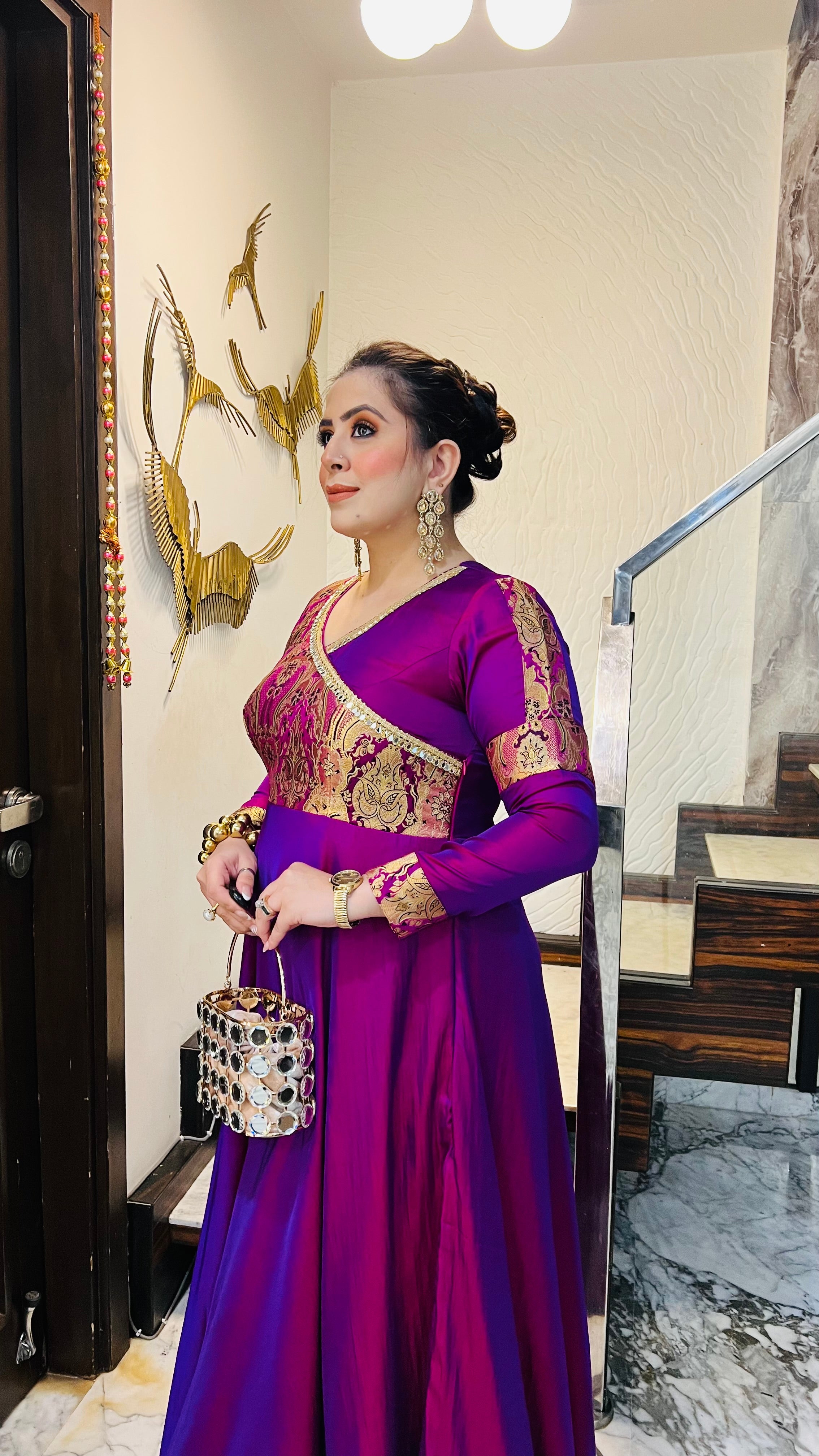 Violet Winter Gown (with Potli Bag)