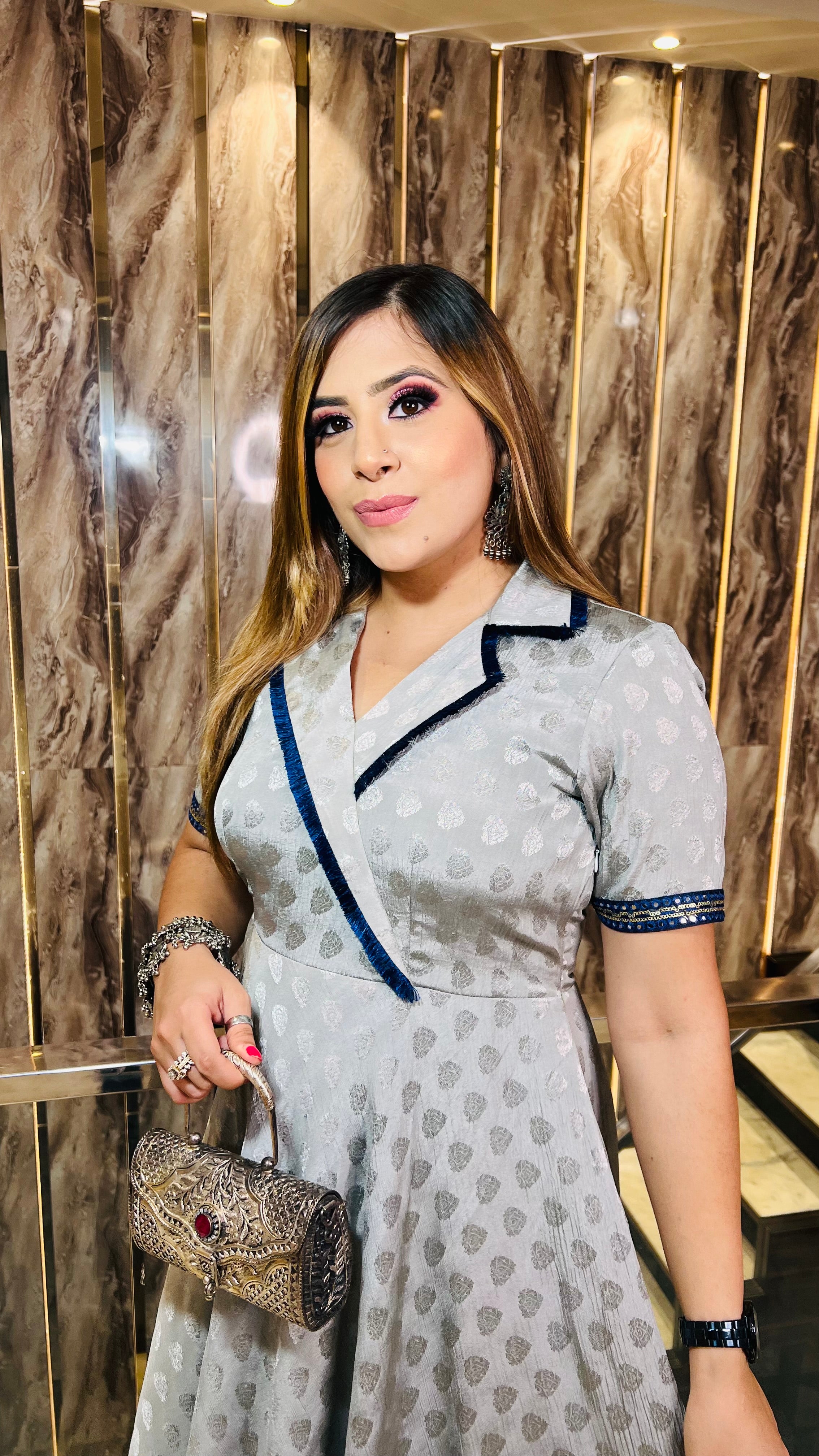 Rakhi Self Grey Maxi