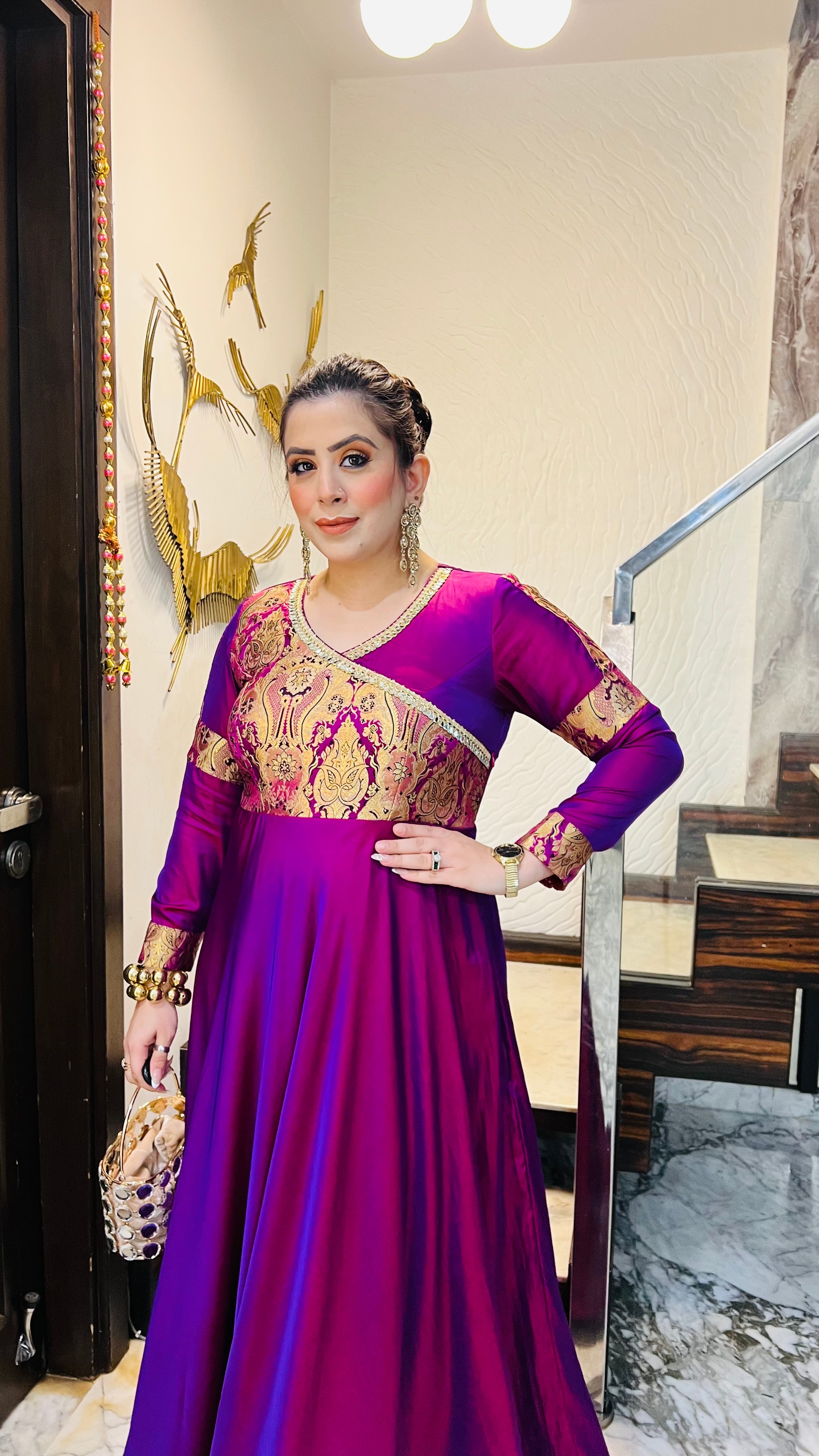 Violet Winter Gown (with Potli Bag)