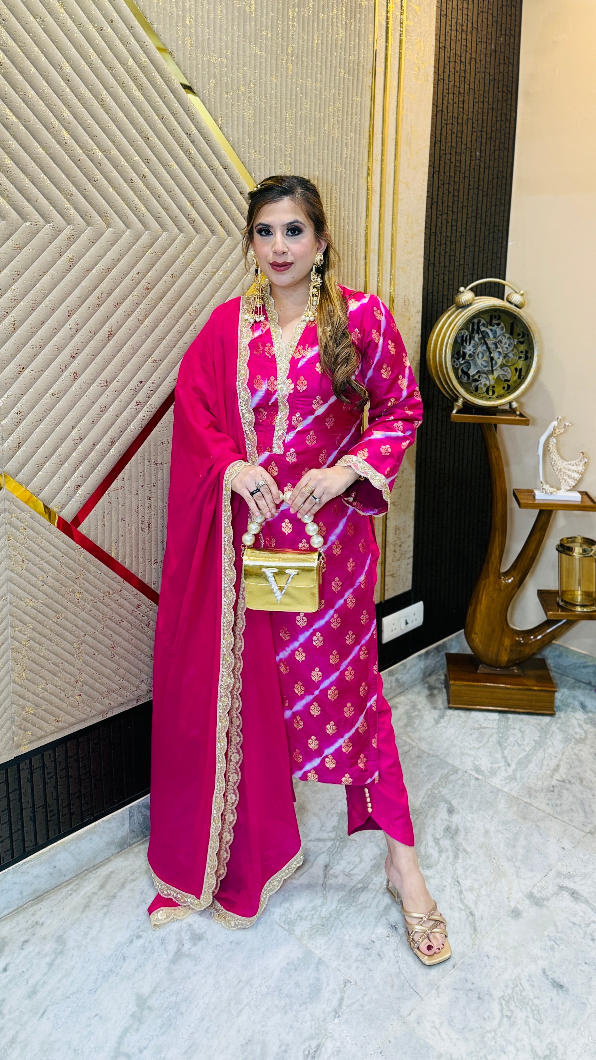Pink Banarasi Silk Suit
