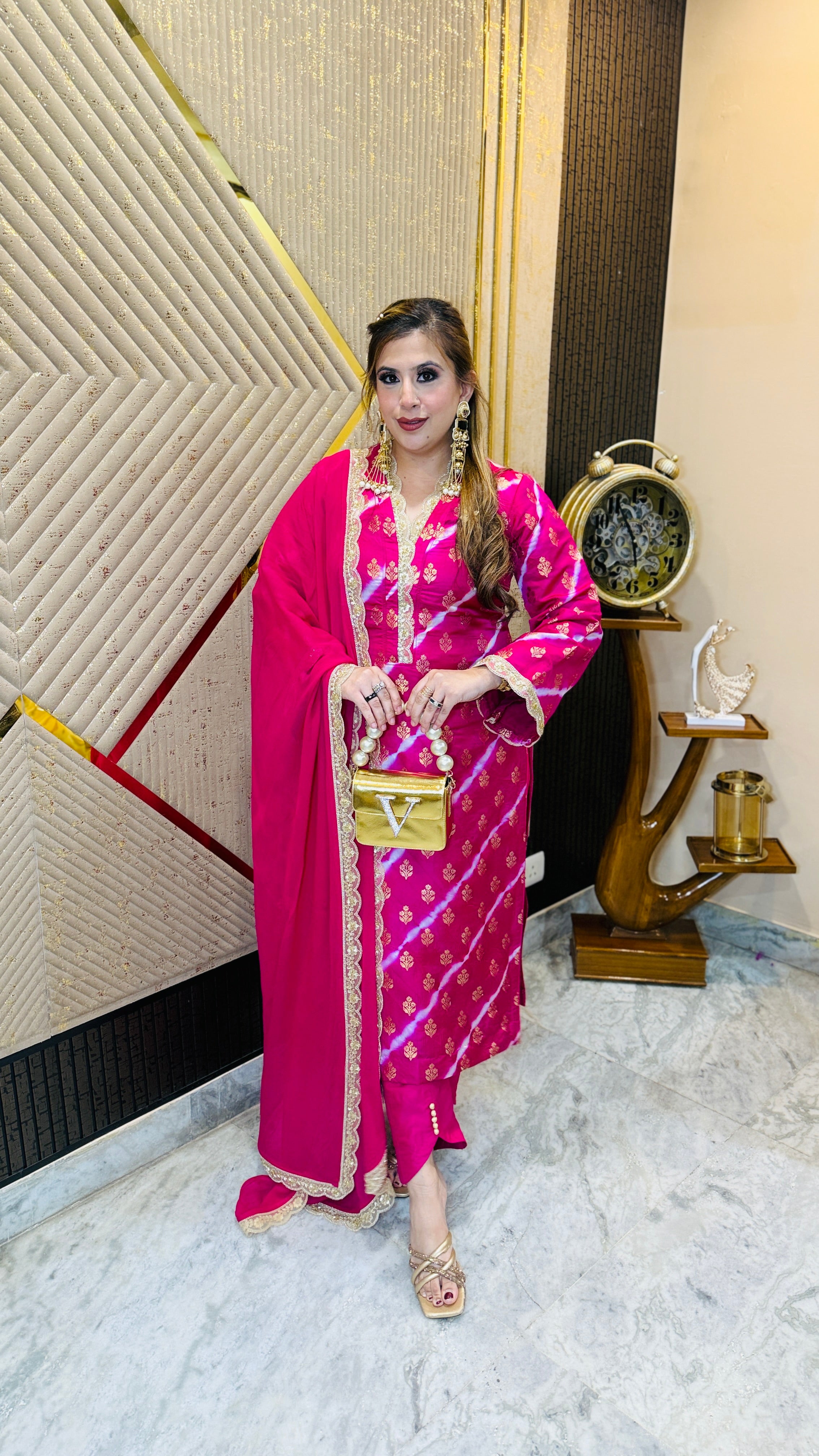 Pink Banarasi Silk Suit