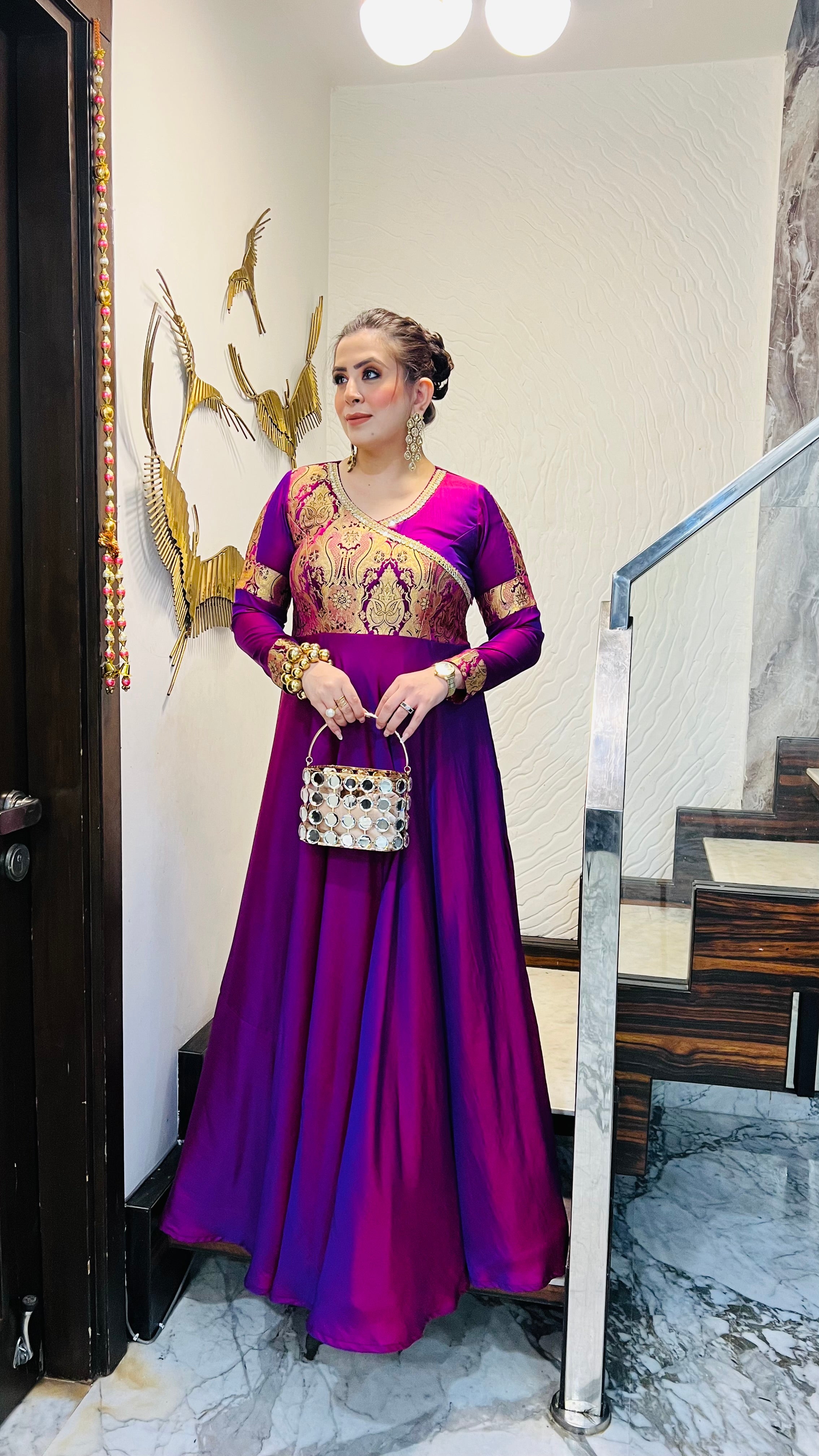 Violet Winter Gown (with Potli Bag)