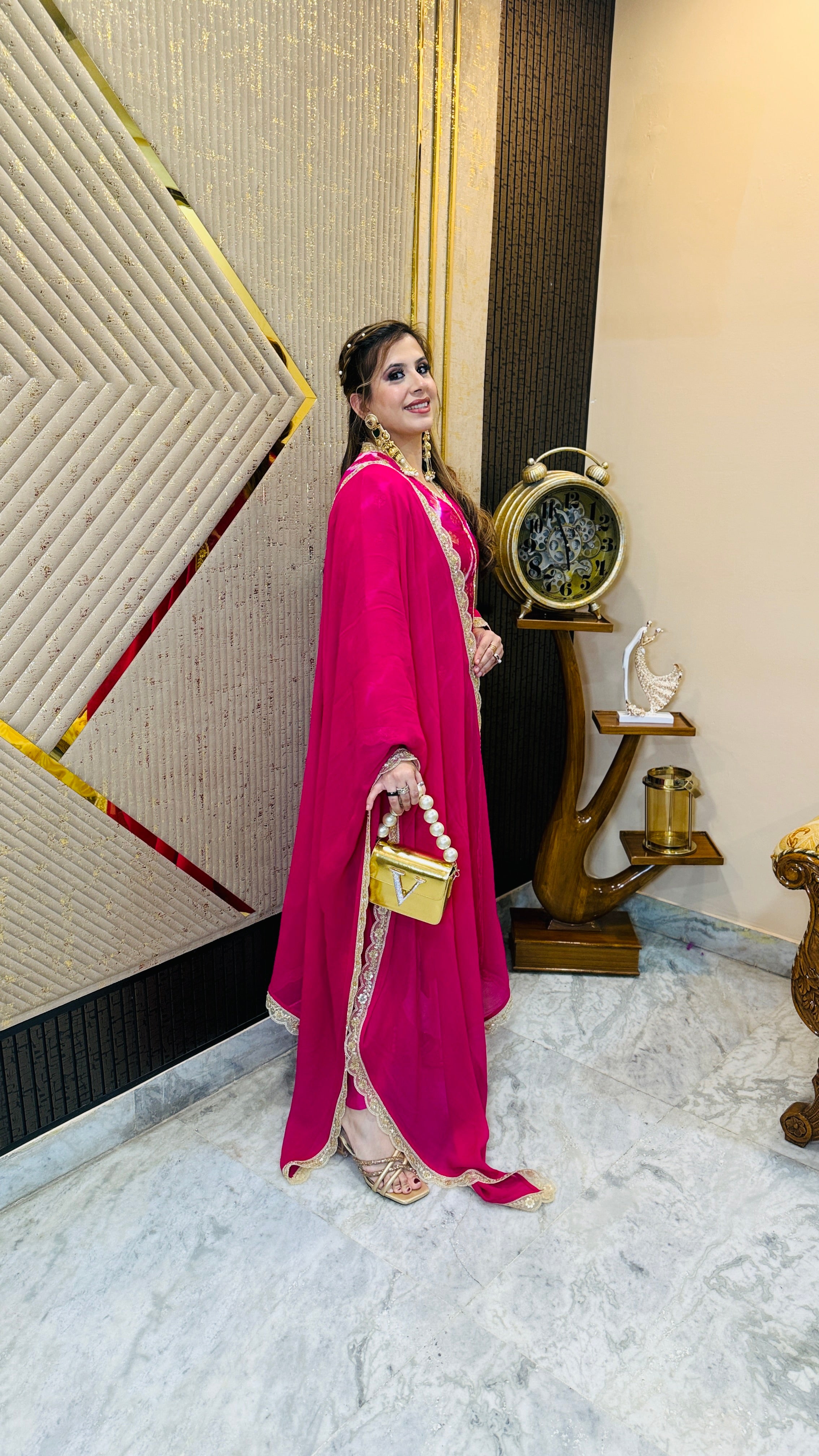 Pink Banarasi Silk Suit